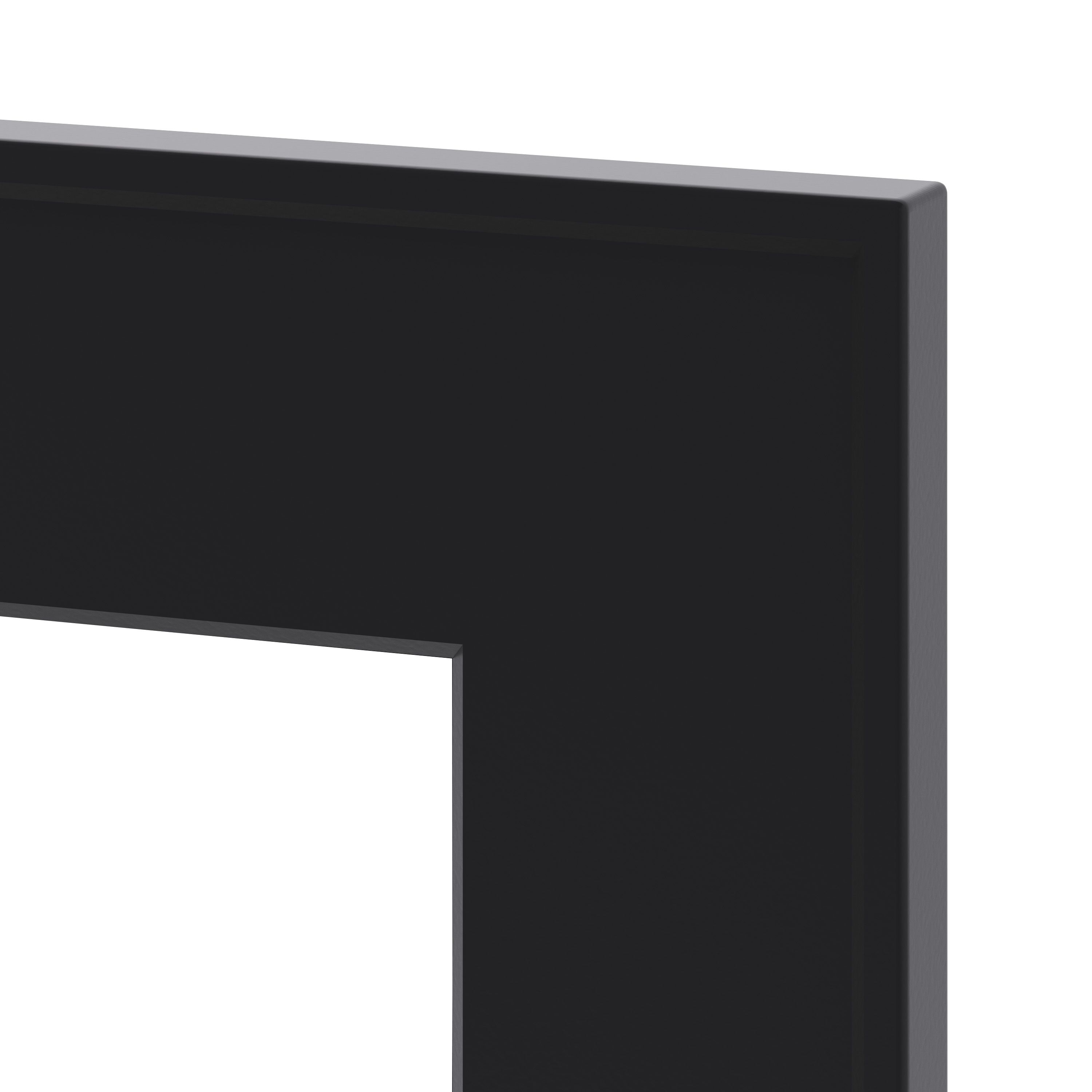 GoodHome Pasilla Matt carbon thin frame slab Glazed Cabinet door (W)500mm (H)715mm (T)20mm