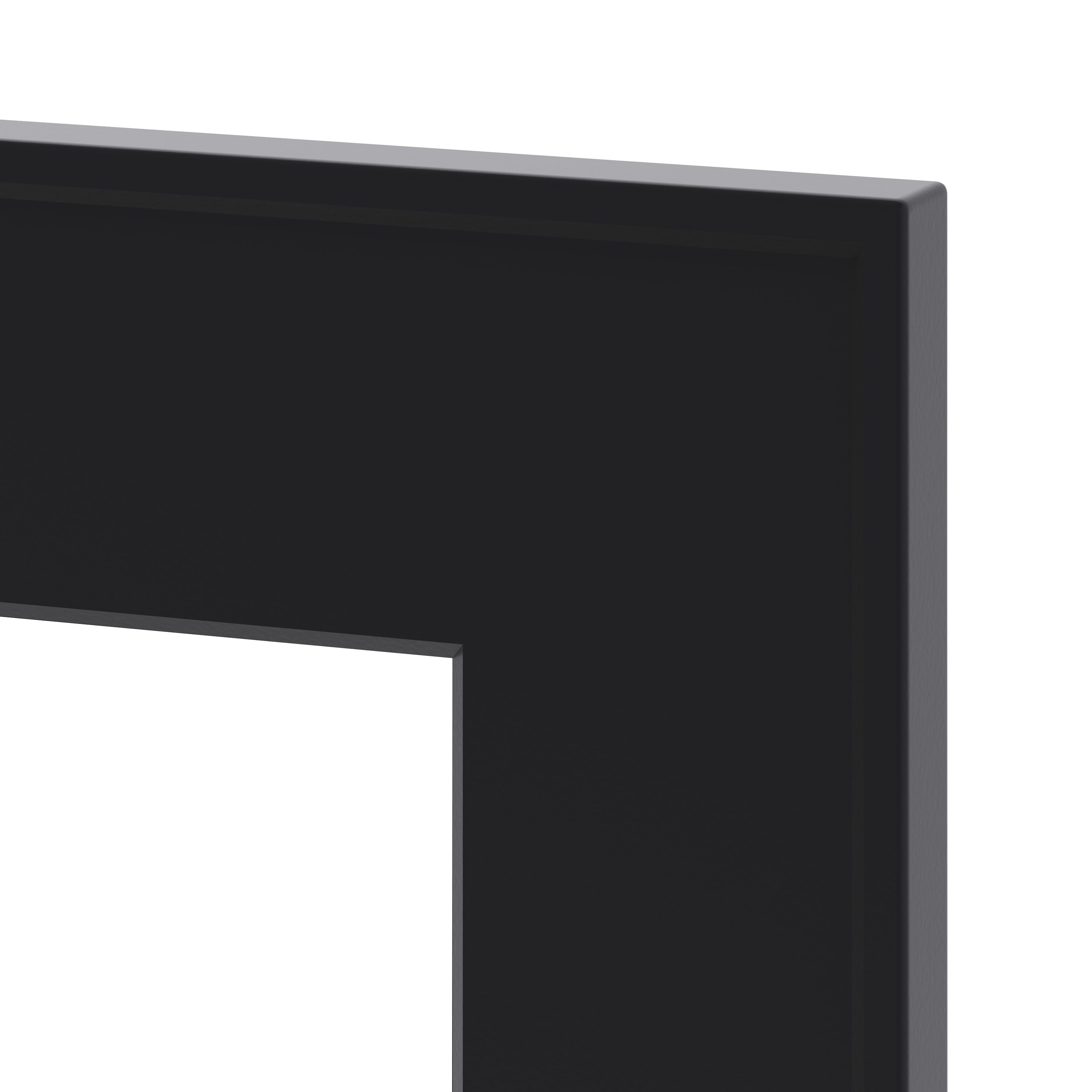 GoodHome Pasilla Matt carbon thin frame slab Tall glazed Cabinet door (W)500mm (H)895mm (T)20mm