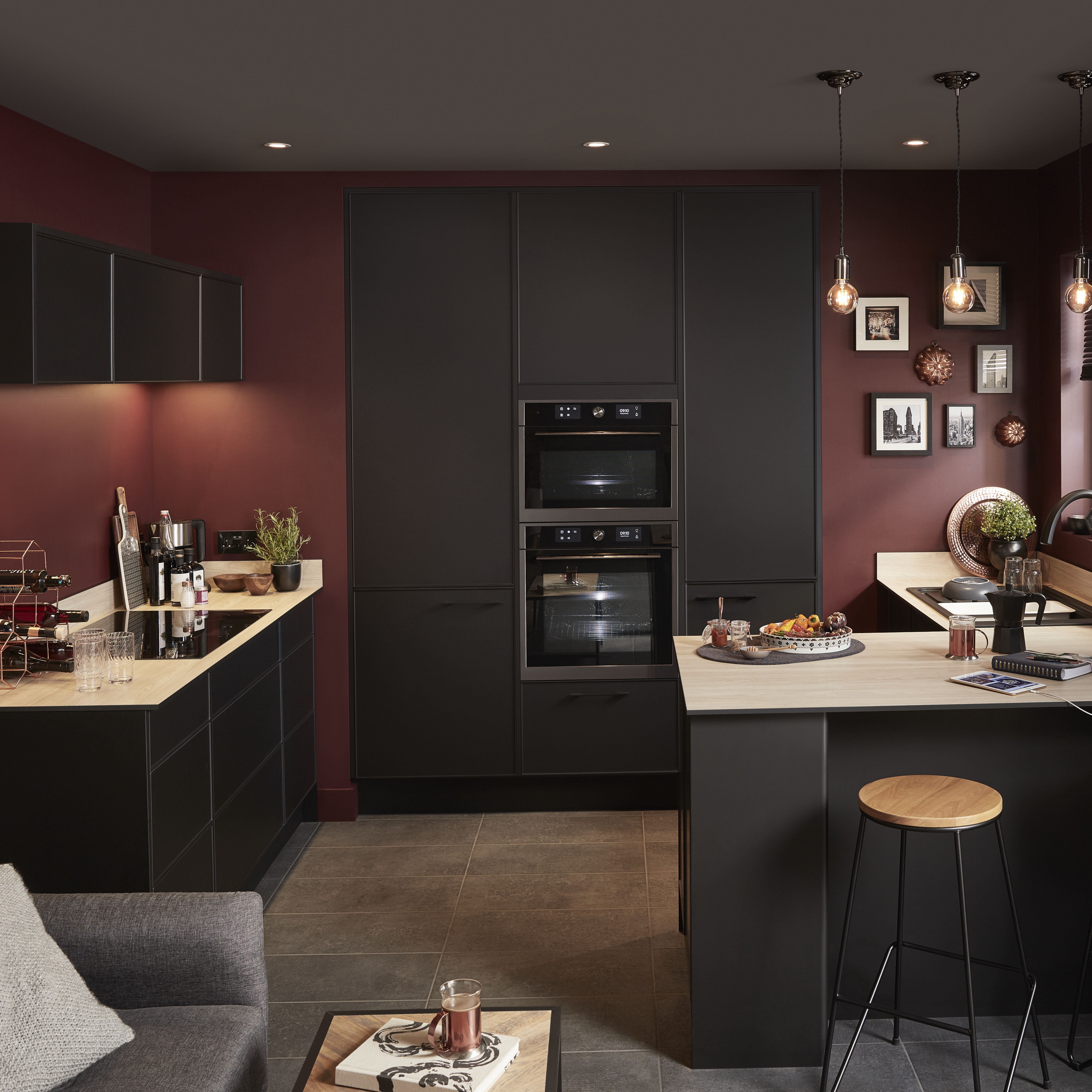 GoodHome Pasilla Matt carbon thin frame slab Tall Wall corner post, (W)59mm (H)895mm