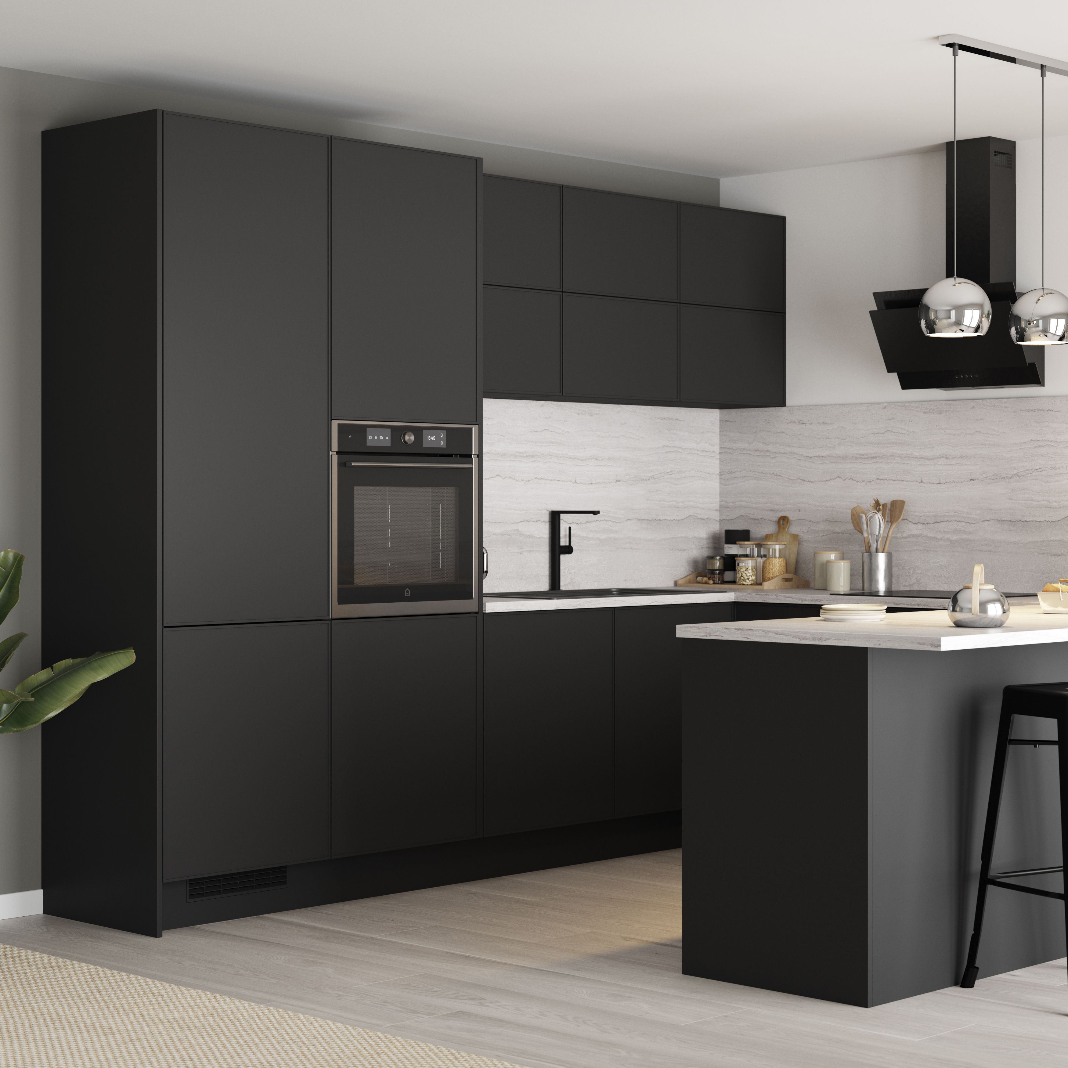 GoodHome Pasilla Matt carbon thin frame slab Tall Wall corner post, (W)59mm (H)895mm