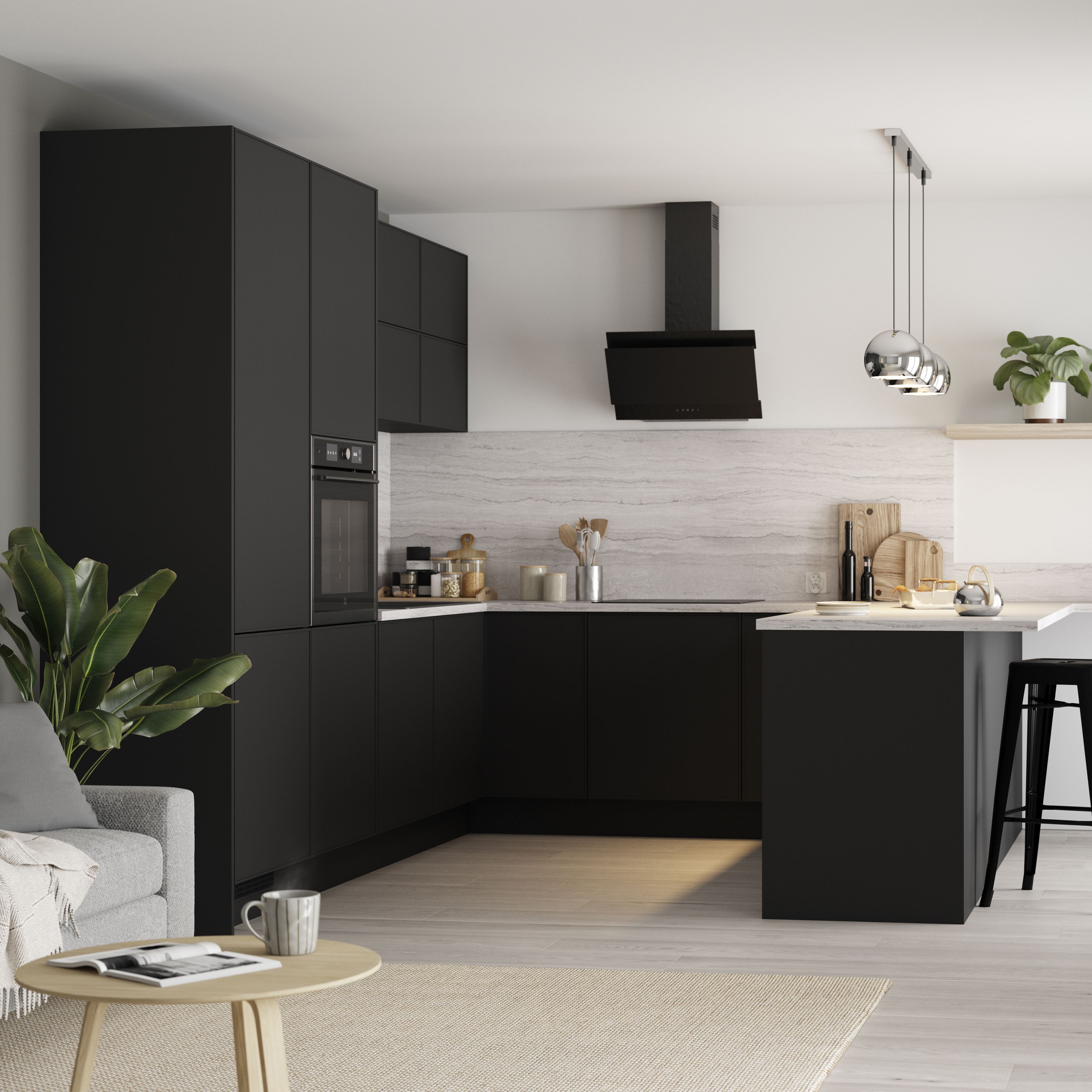 GoodHome Pasilla Matt carbon thin frame slab Tall Wall corner post, (W)59mm (H)895mm