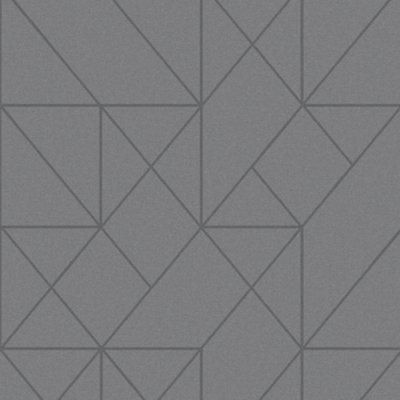 GoodHome Patula Dark grey Ridged effect Geometric Textured Wallpaper