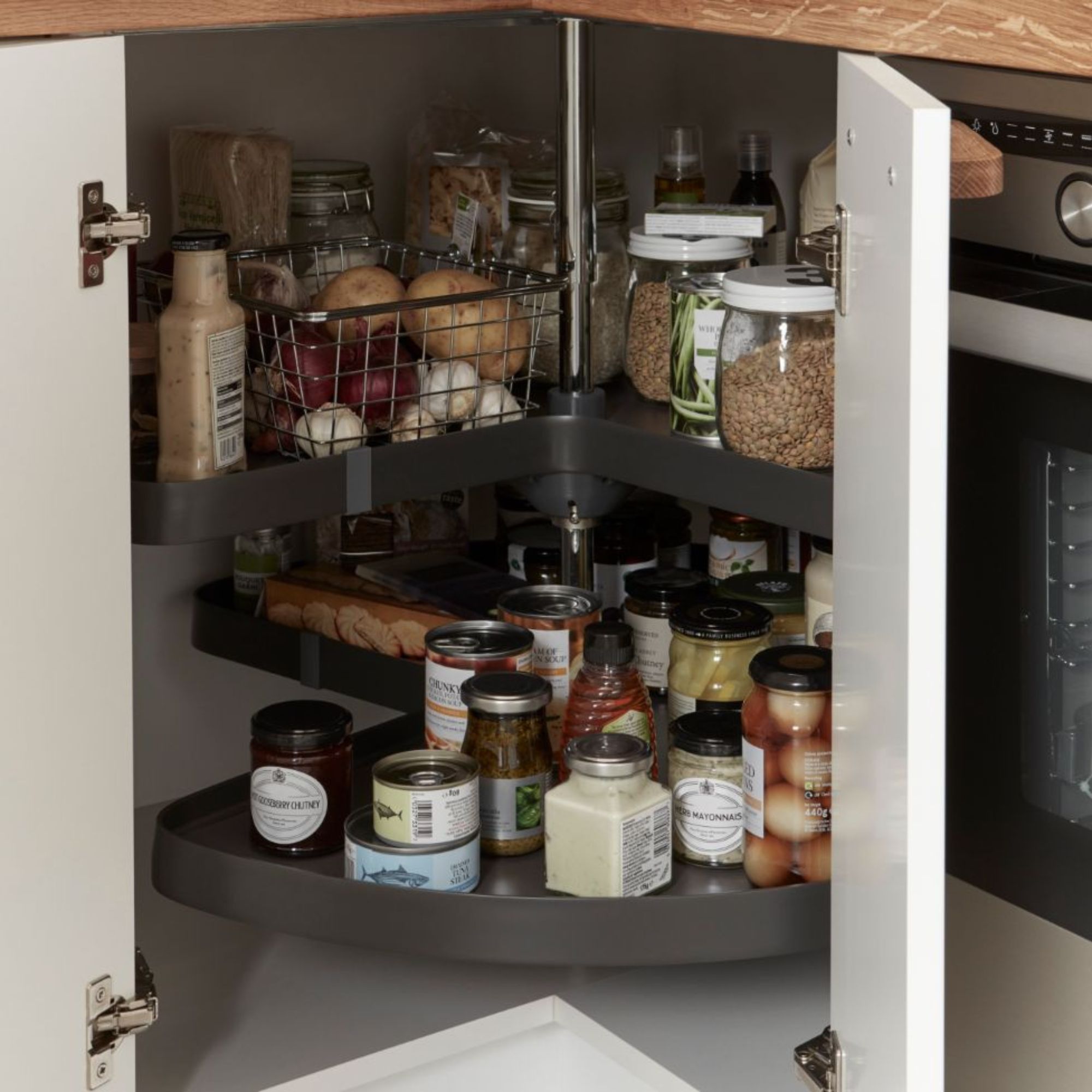 GoodHome Pebre Anthracite Not soft close Pull out storage, (H)639mm (W)830mm