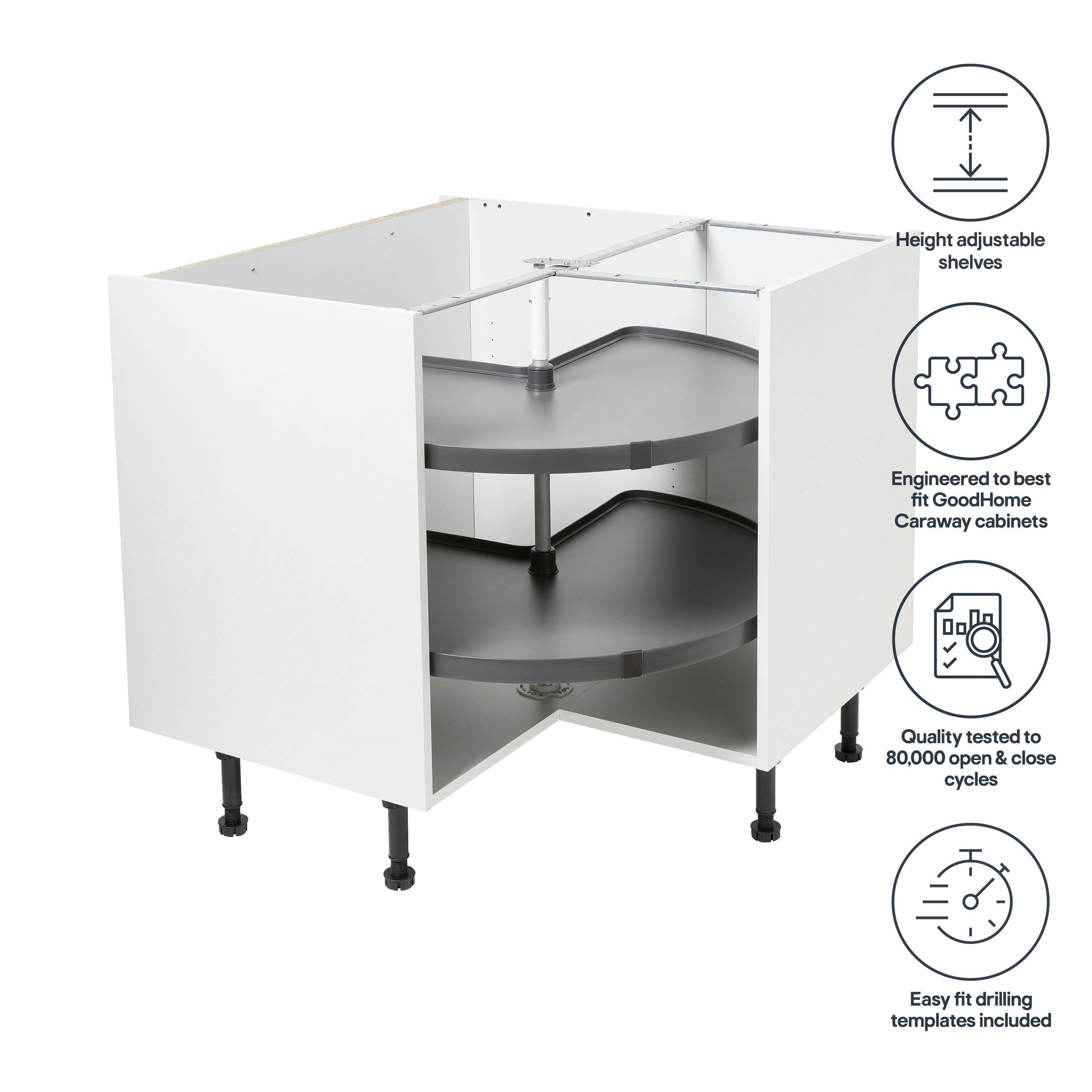 GoodHome Pebre Anthracite Not soft close Pull out storage, (H)639mm (W)830mm