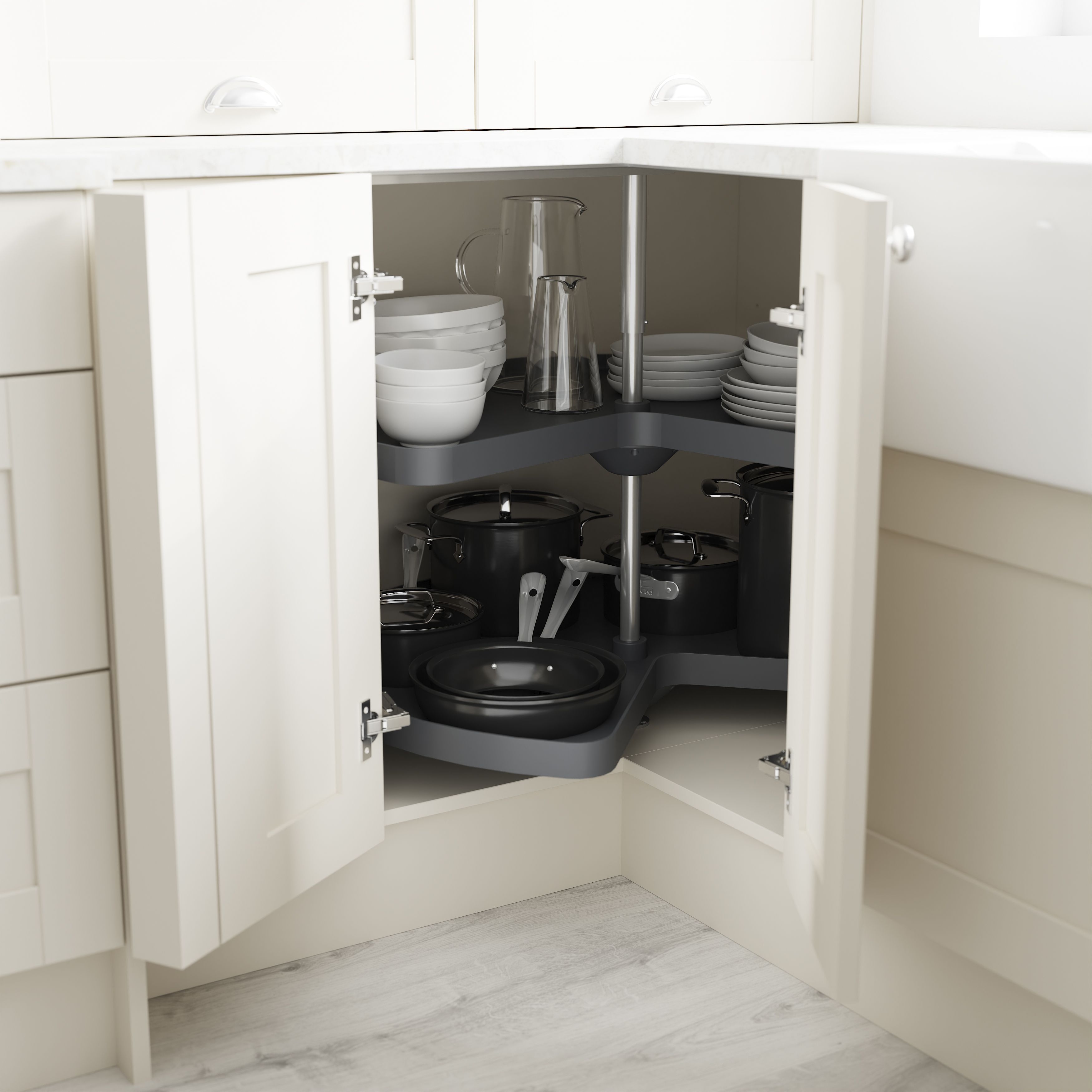 GoodHome Pebre Anthracite Not soft close Pull out storage, (H)639mm (W)830mm