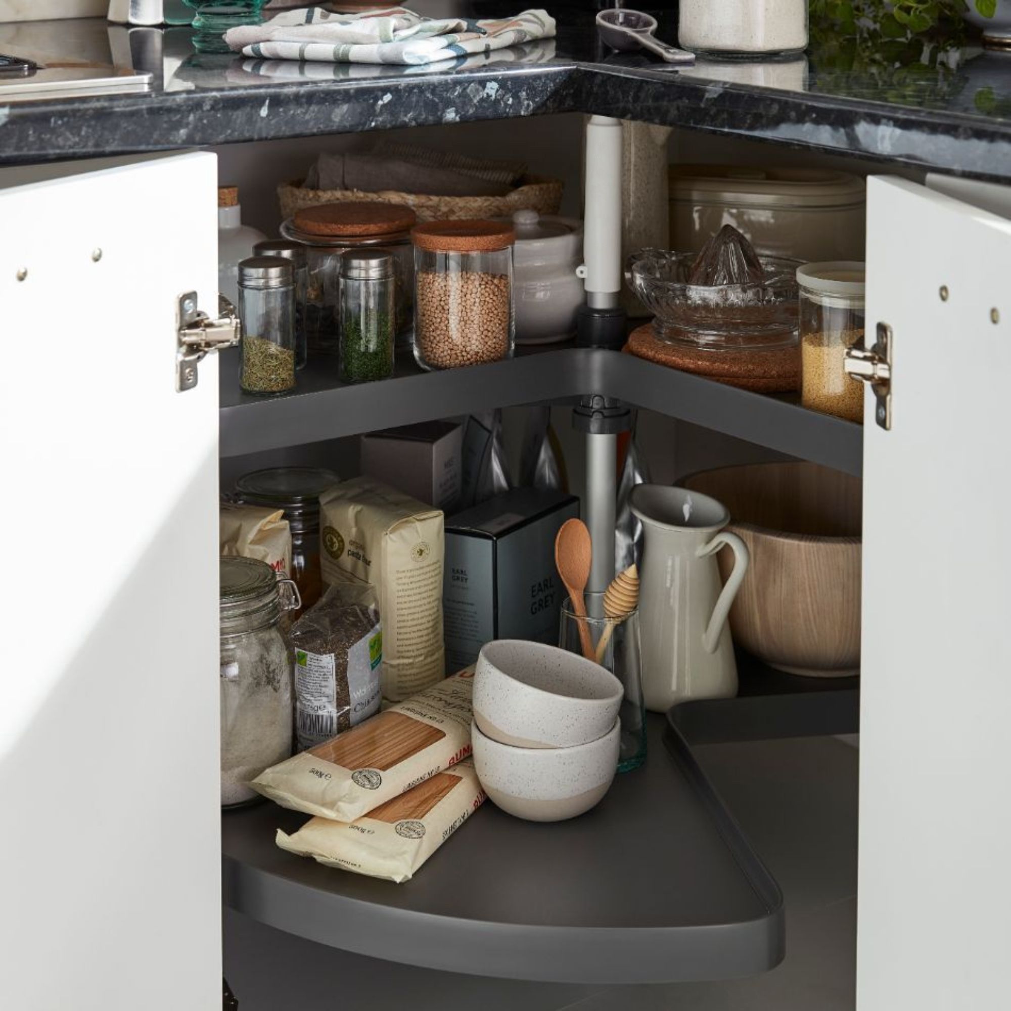 GoodHome Pebre Anthracite Not soft close Pull out storage, (H)639mm (W)830mm