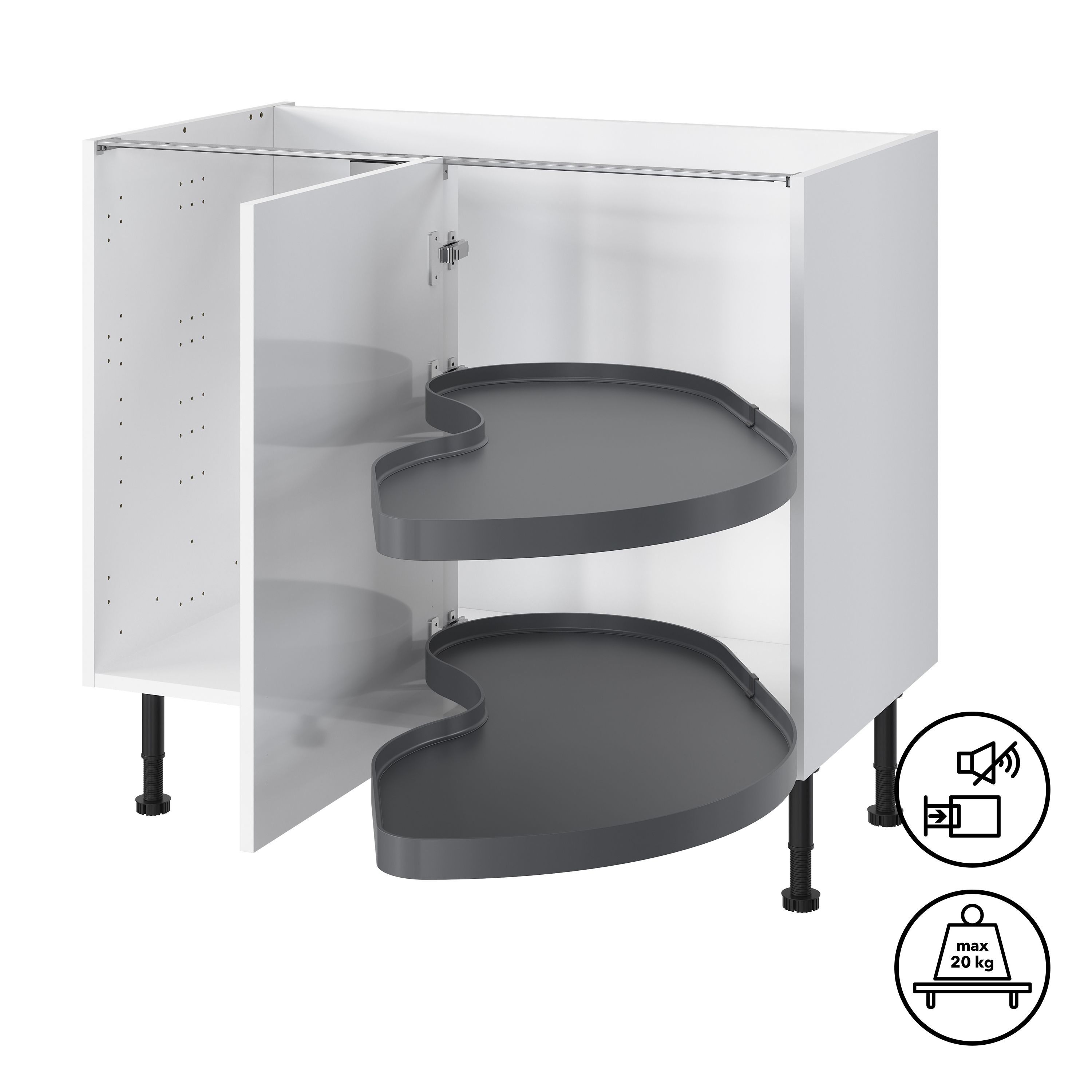 GoodHome Pebre Anthracite Soft-close Pull out storage, (H)698mm (W)865mm
