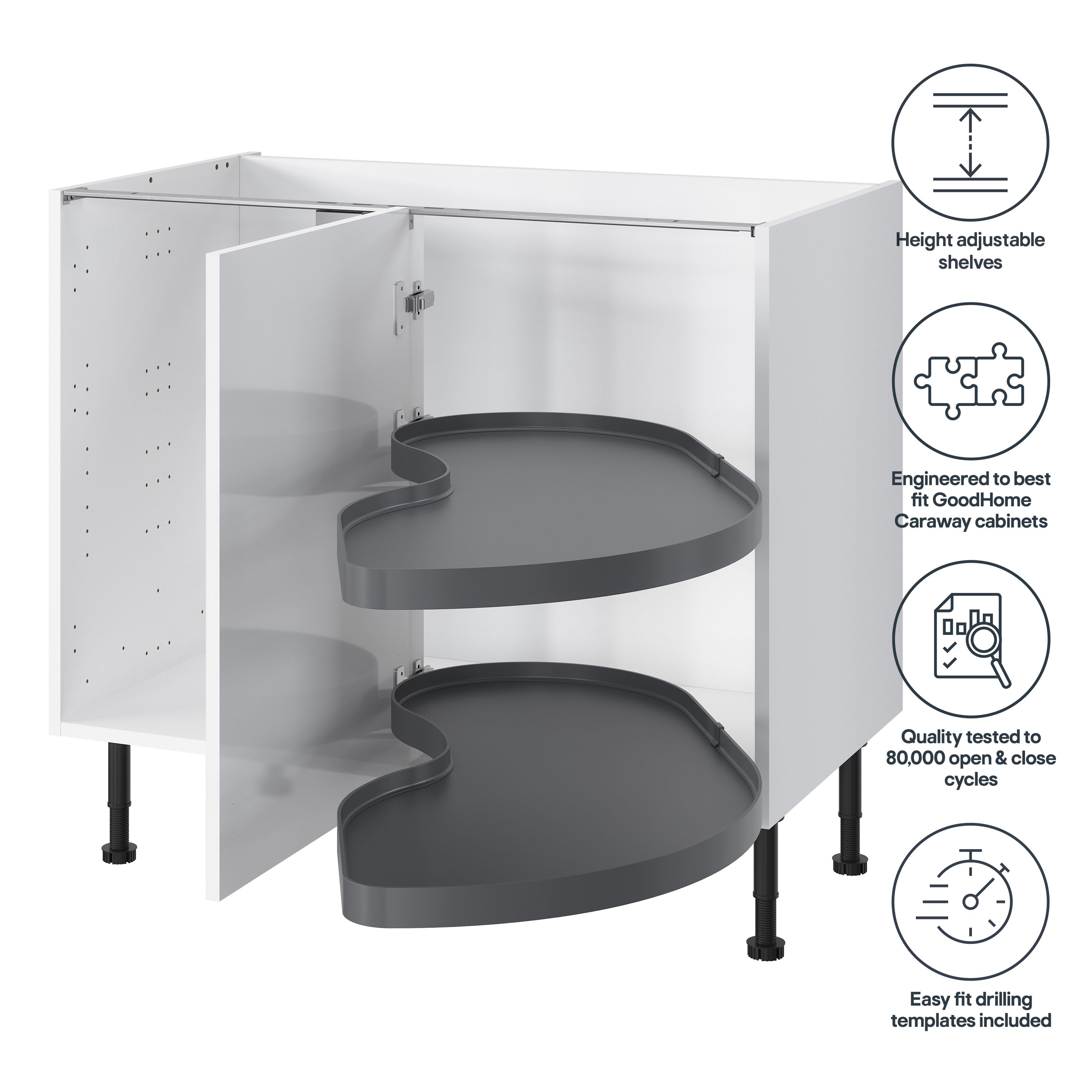 GoodHome Pebre Anthracite Soft-close Pull out storage, (H)698mm (W)865mm