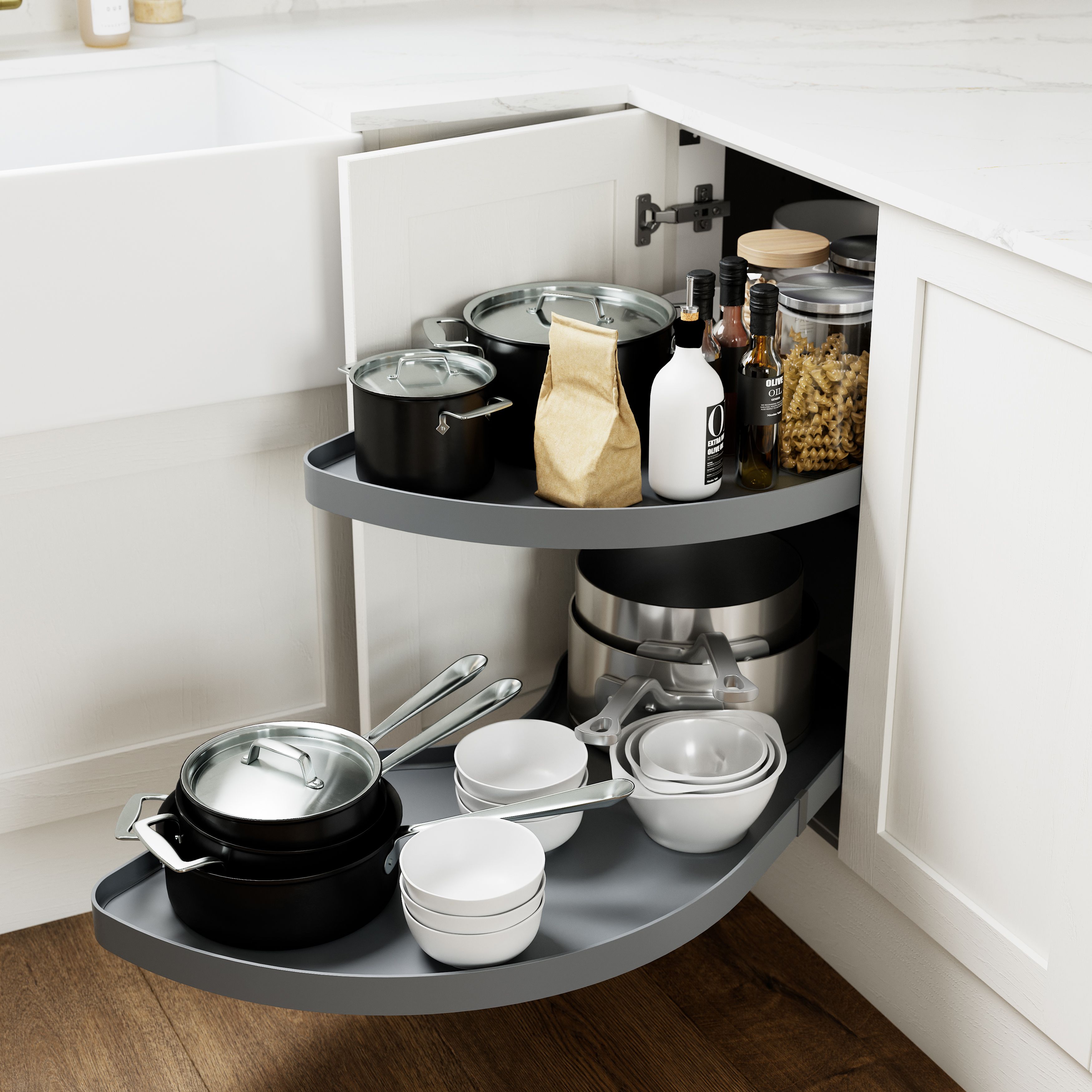 GoodHome Pebre Anthracite Soft-close Pull out storage, (H)698mm (W)865mm
