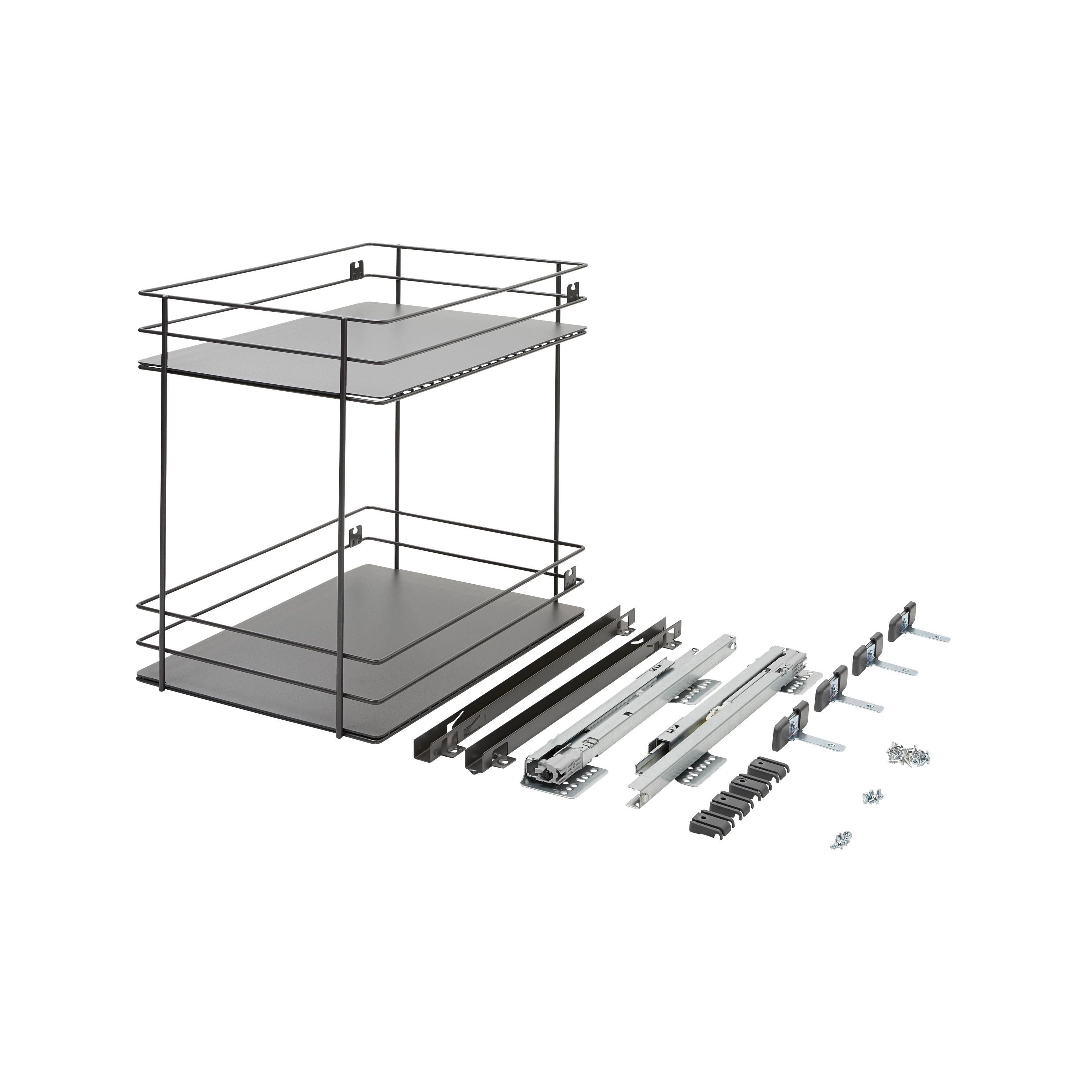 GoodHome Pebre Anthracite Soft close runners Pull out storage, (H)484mm (W)364mm