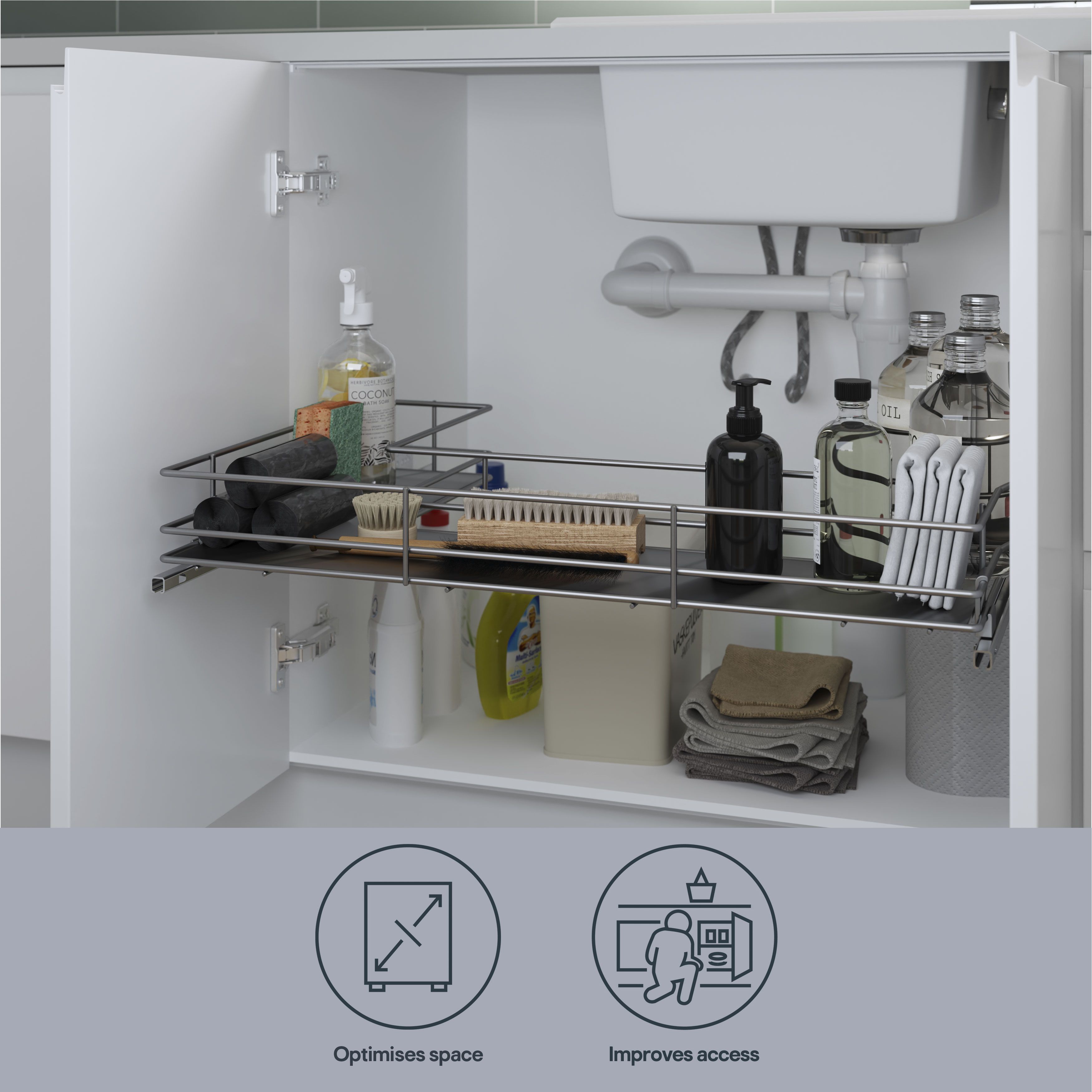 GoodHome Pebre Under-sink Pull-out storage