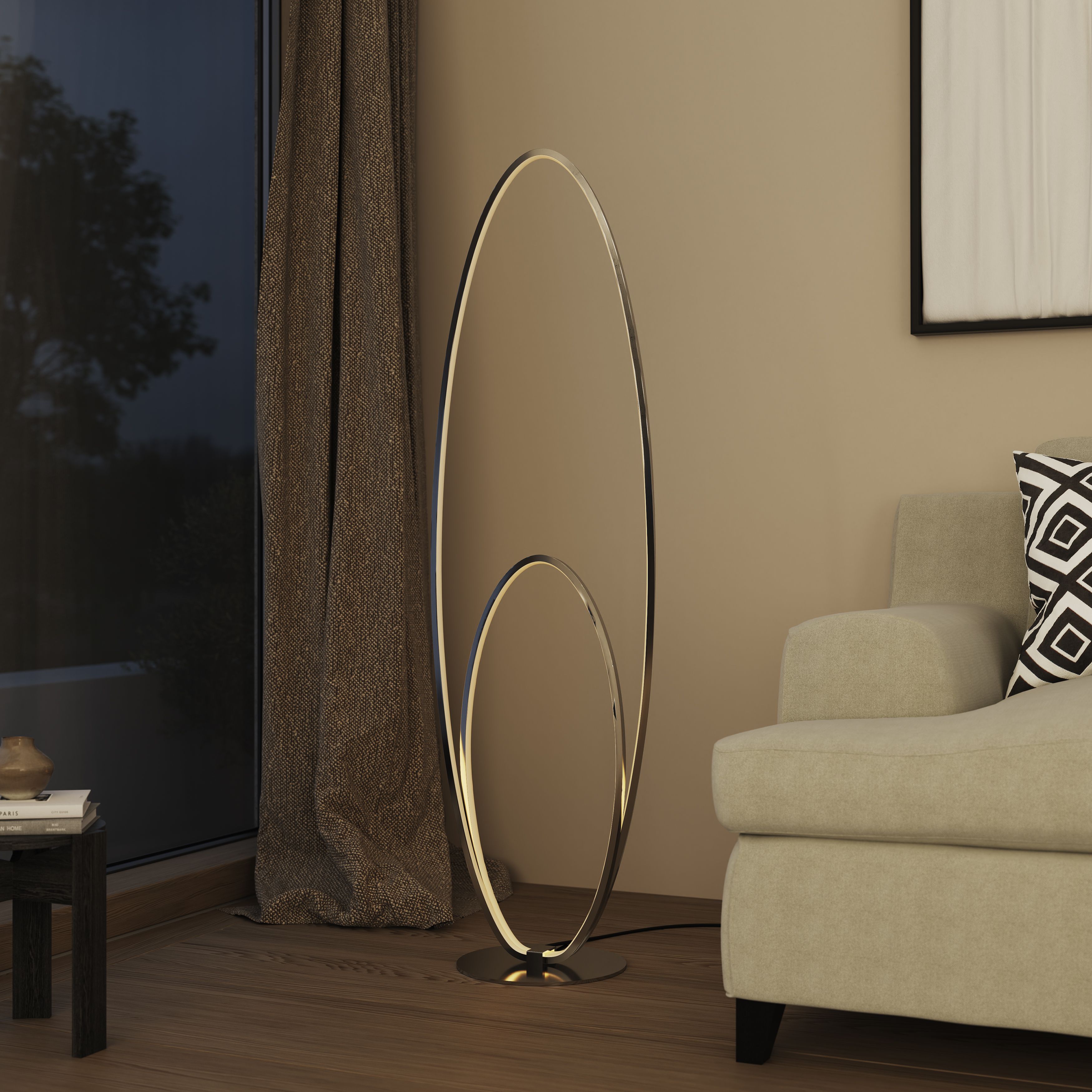 GoodHome Pegmati Silver effect LED Floor lamp