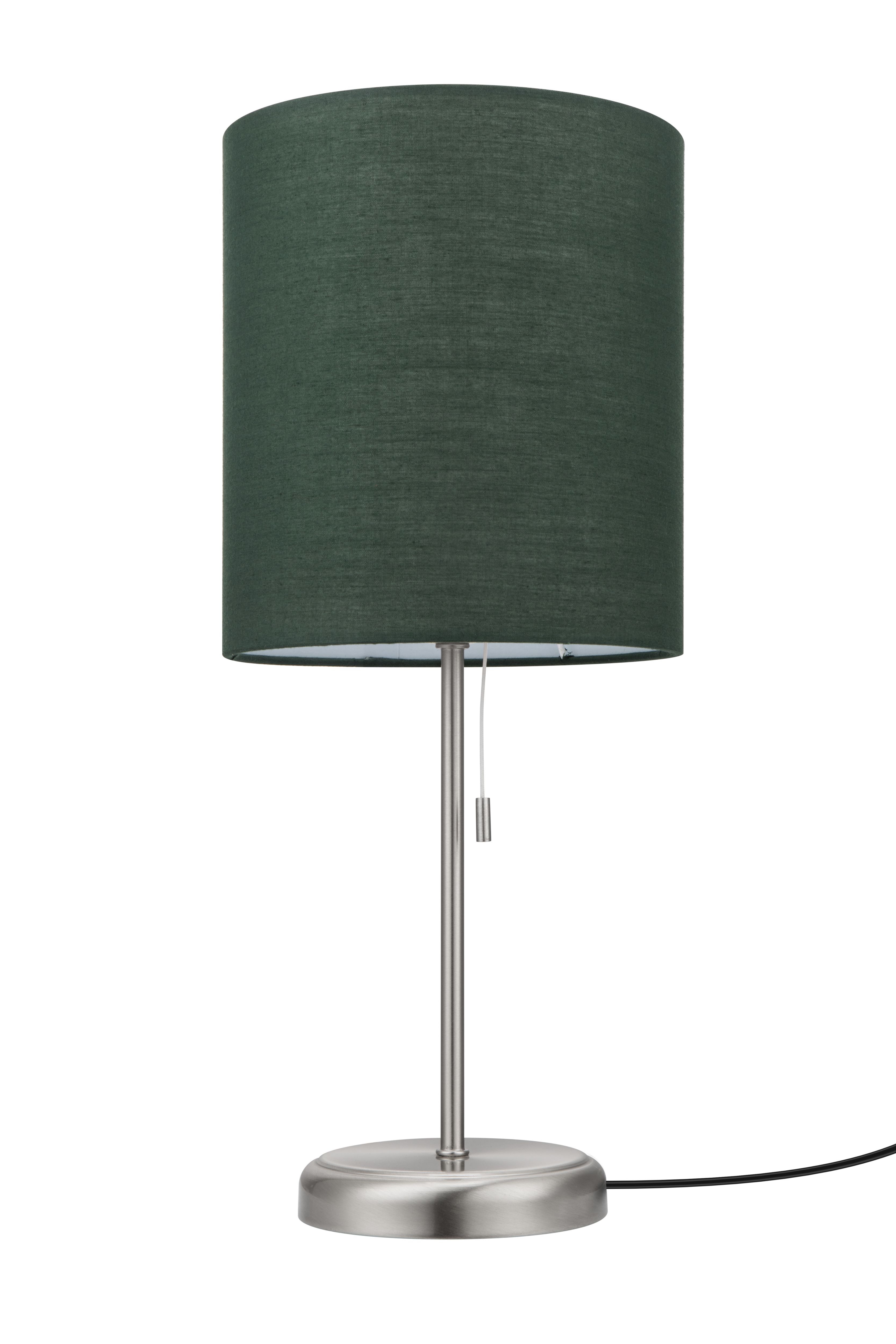 GoodHome Penistone Brushed Green Chrome effect Straight Table lamp