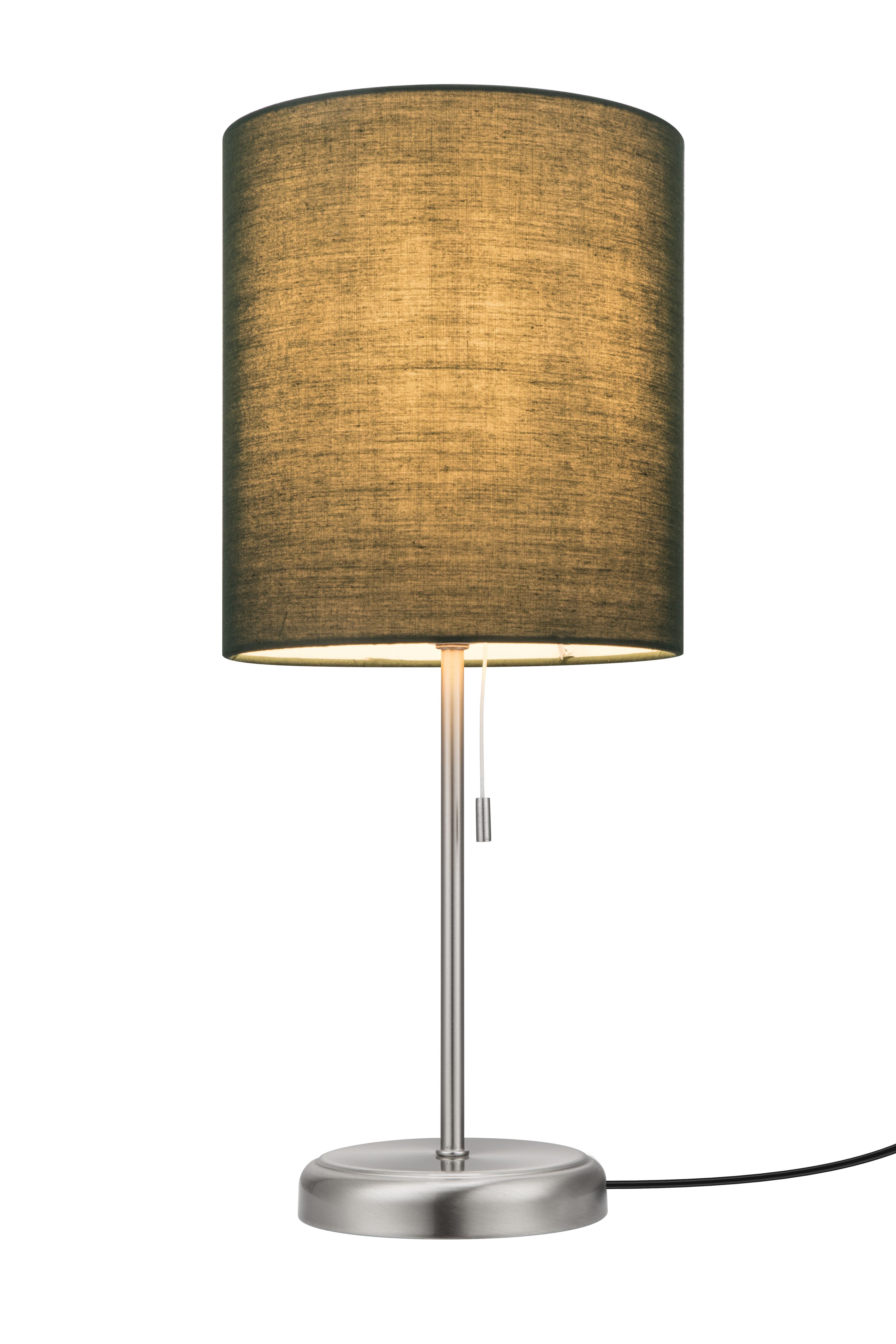 GoodHome Penistone Brushed Green Chrome effect Straight Table lamp