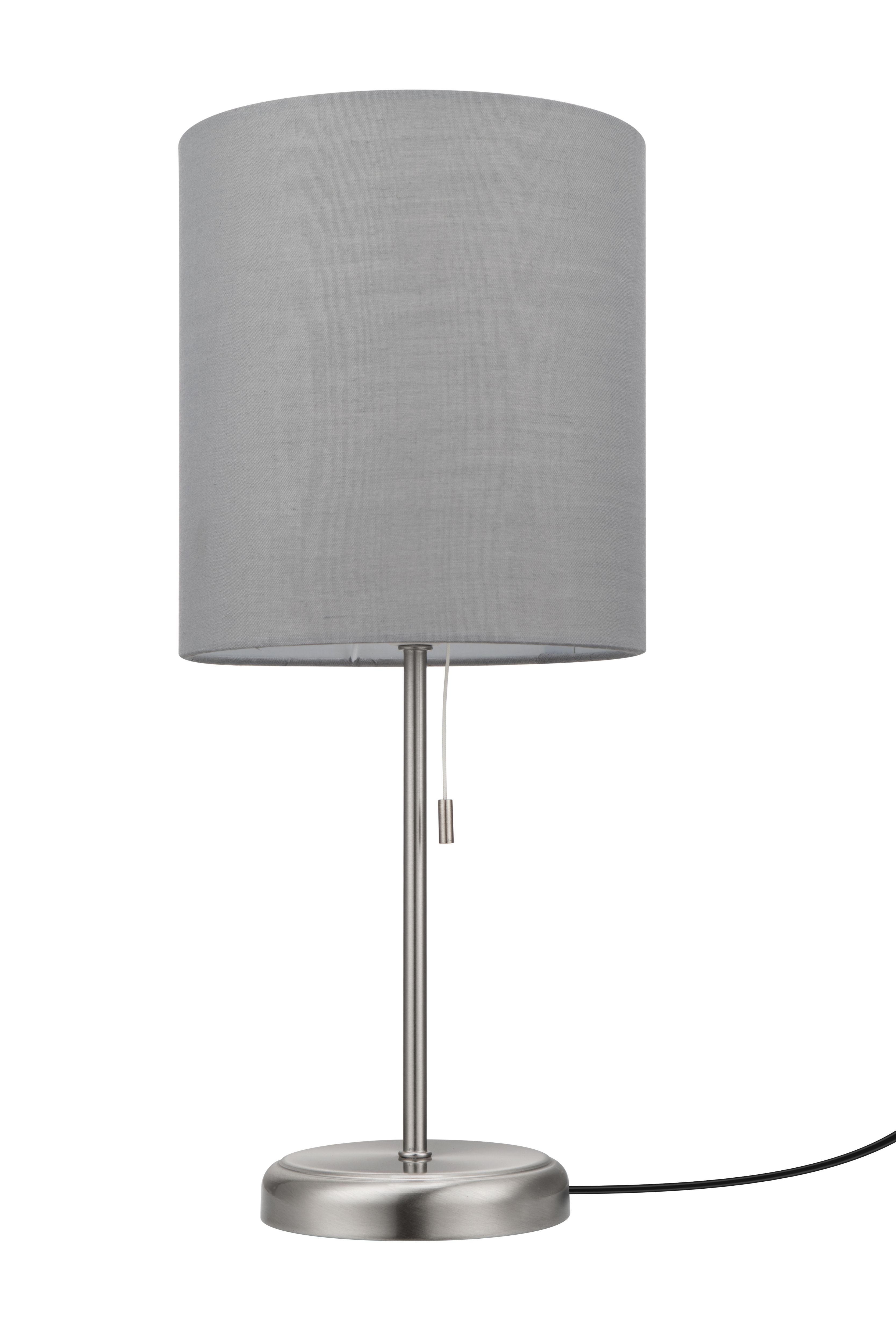 GoodHome Penistone Brushed Grey Chrome effect Straight Table lamp