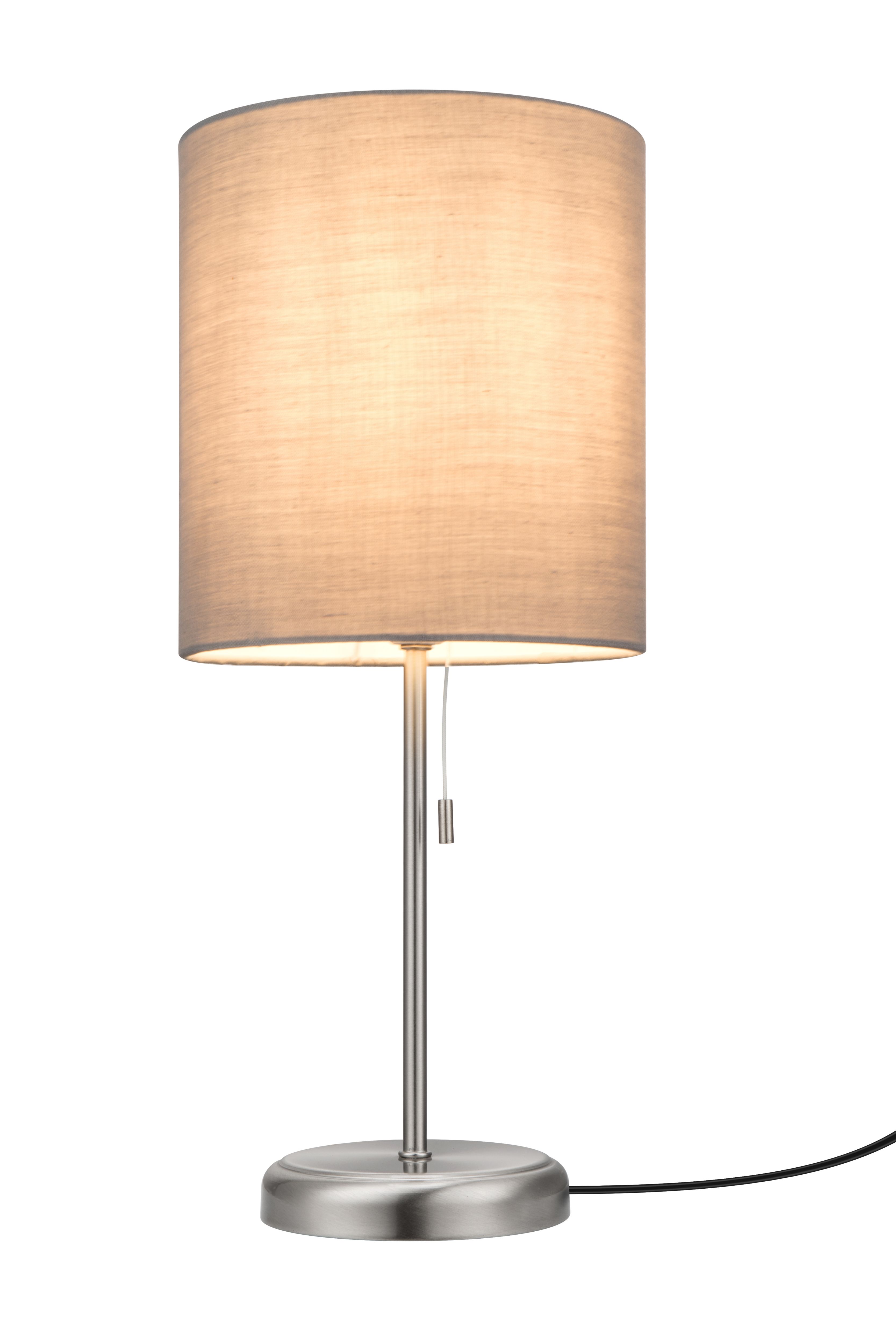 GoodHome Penistone Brushed Grey Chrome effect Straight Table lamp