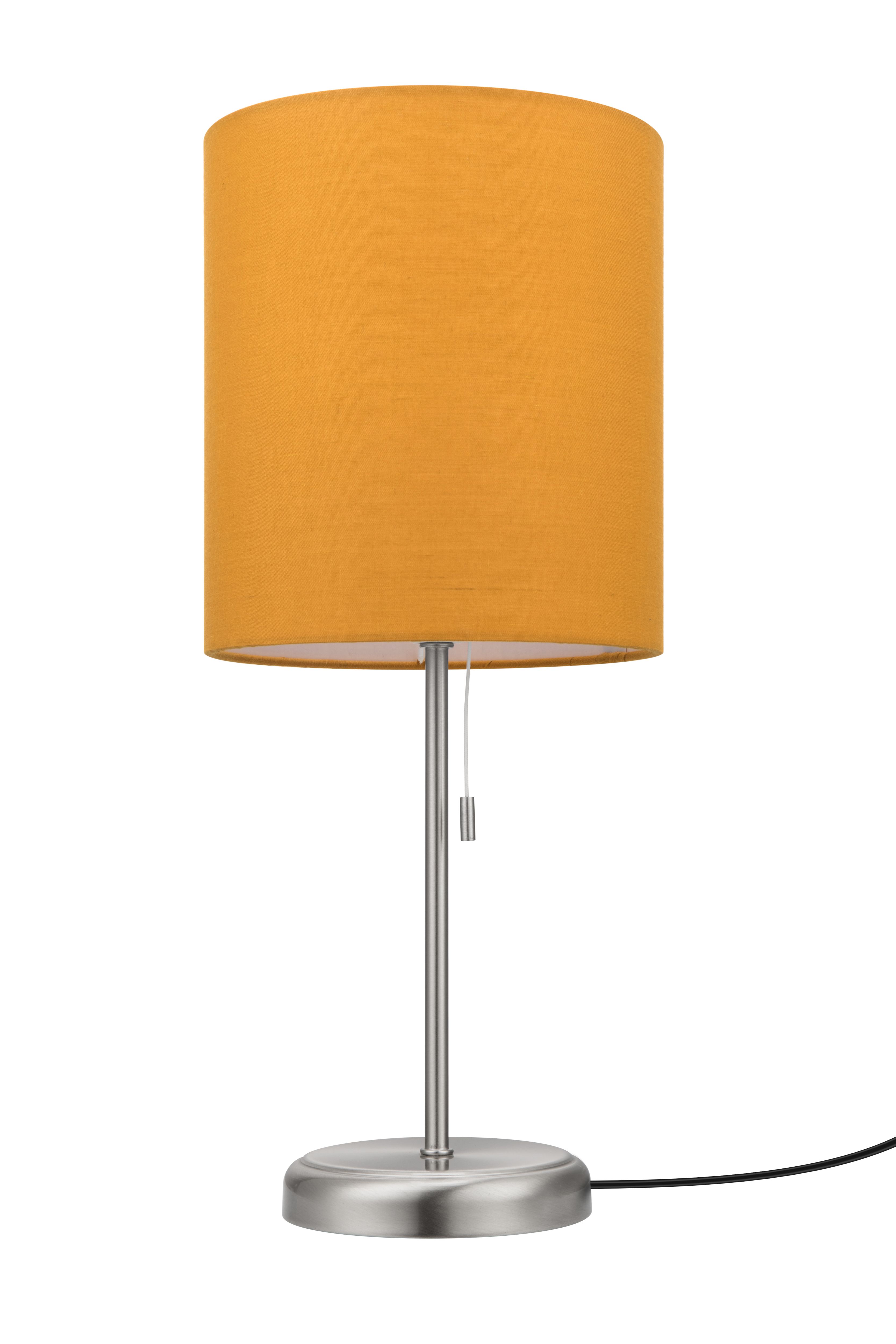 GoodHome Penistone Brushed Mustard Chrome effect Straight Table lamp