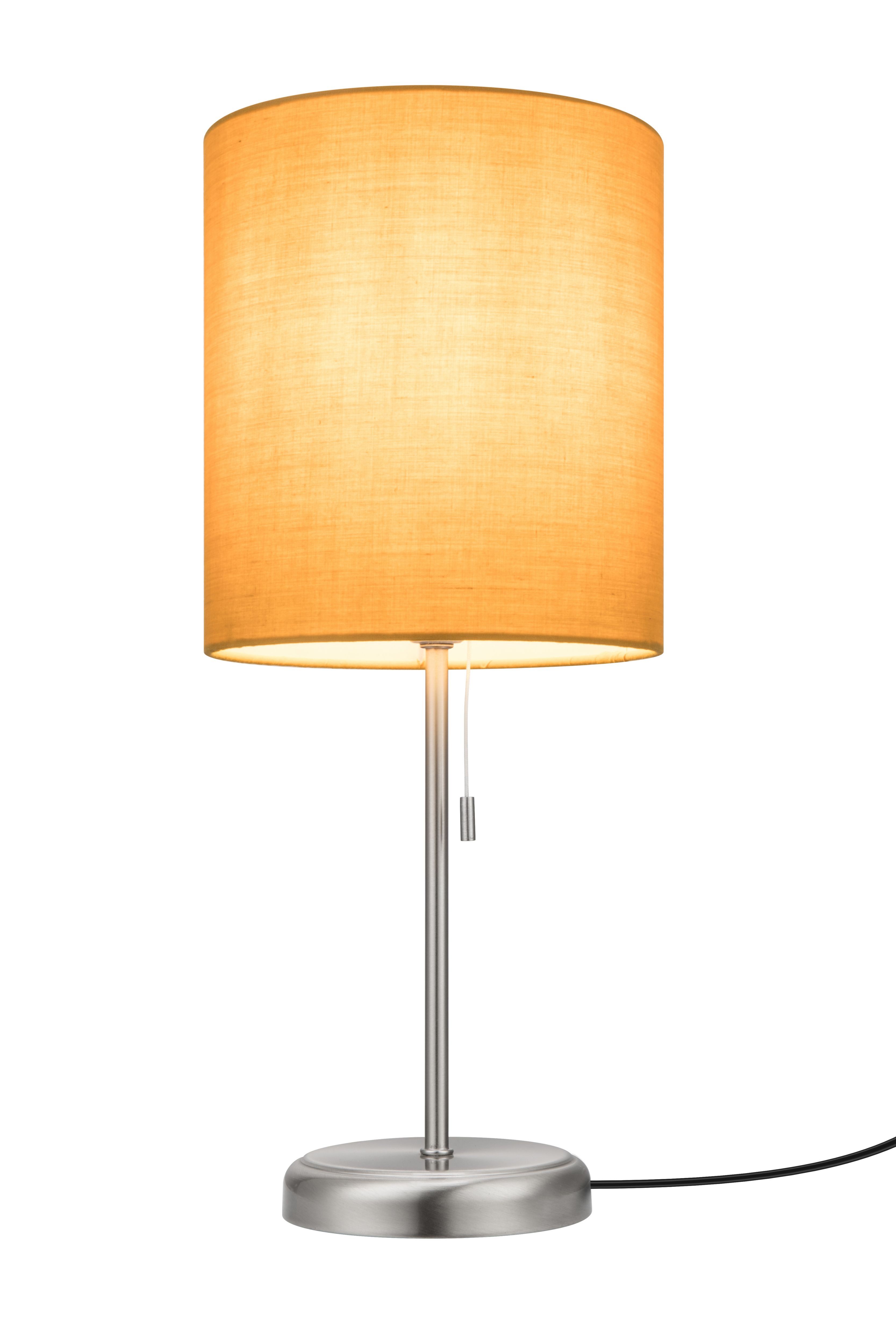 GoodHome Penistone Brushed Mustard Chrome effect Straight Table lamp