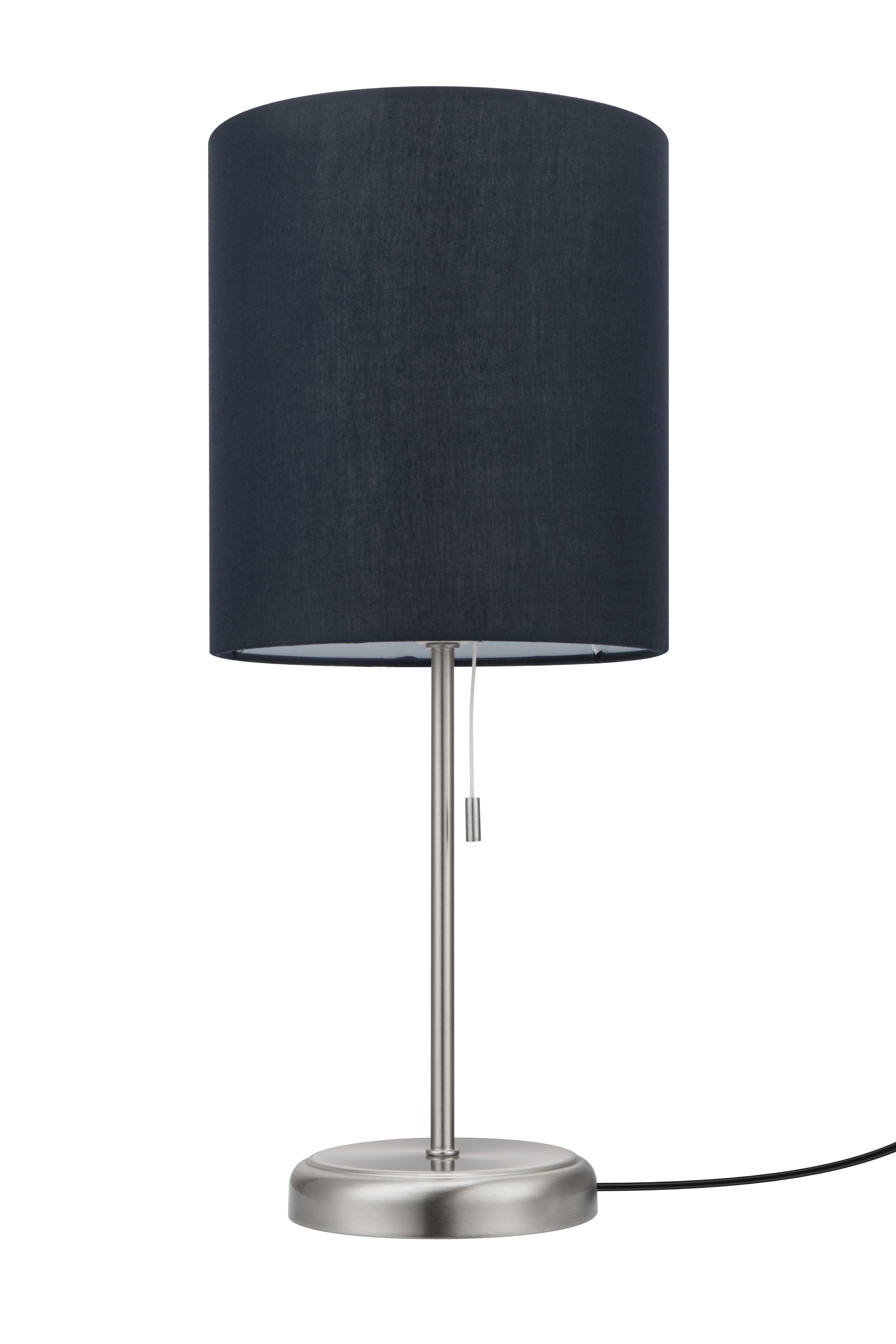 GoodHome Penistone Brushed Navy Chrome effect Straight Table lamp
