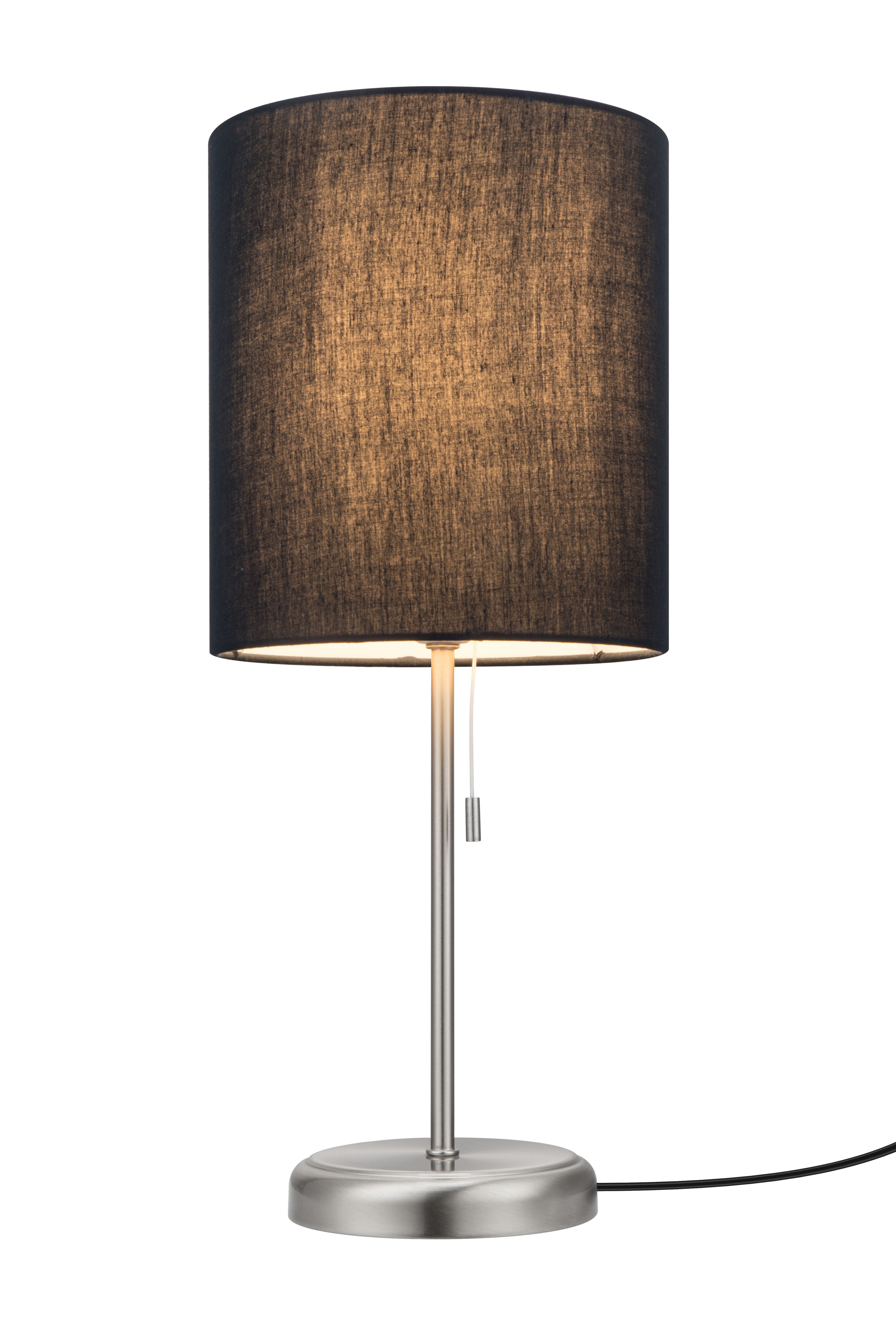 GoodHome Penistone Brushed Navy Chrome effect Straight Table lamp