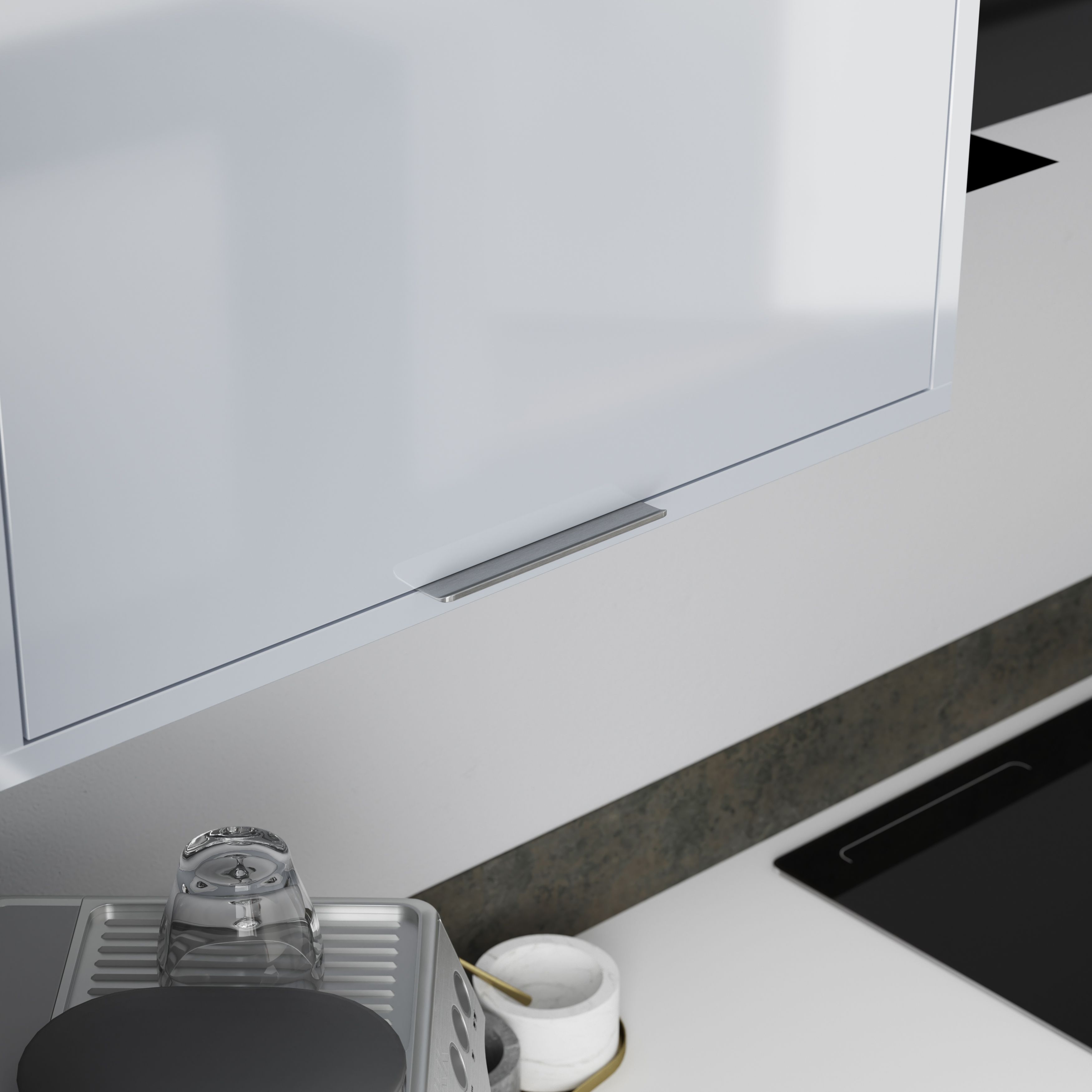 GoodHome Pequin Satin Nickel effect Kitchen cabinets Pull Handle (L)150mm
