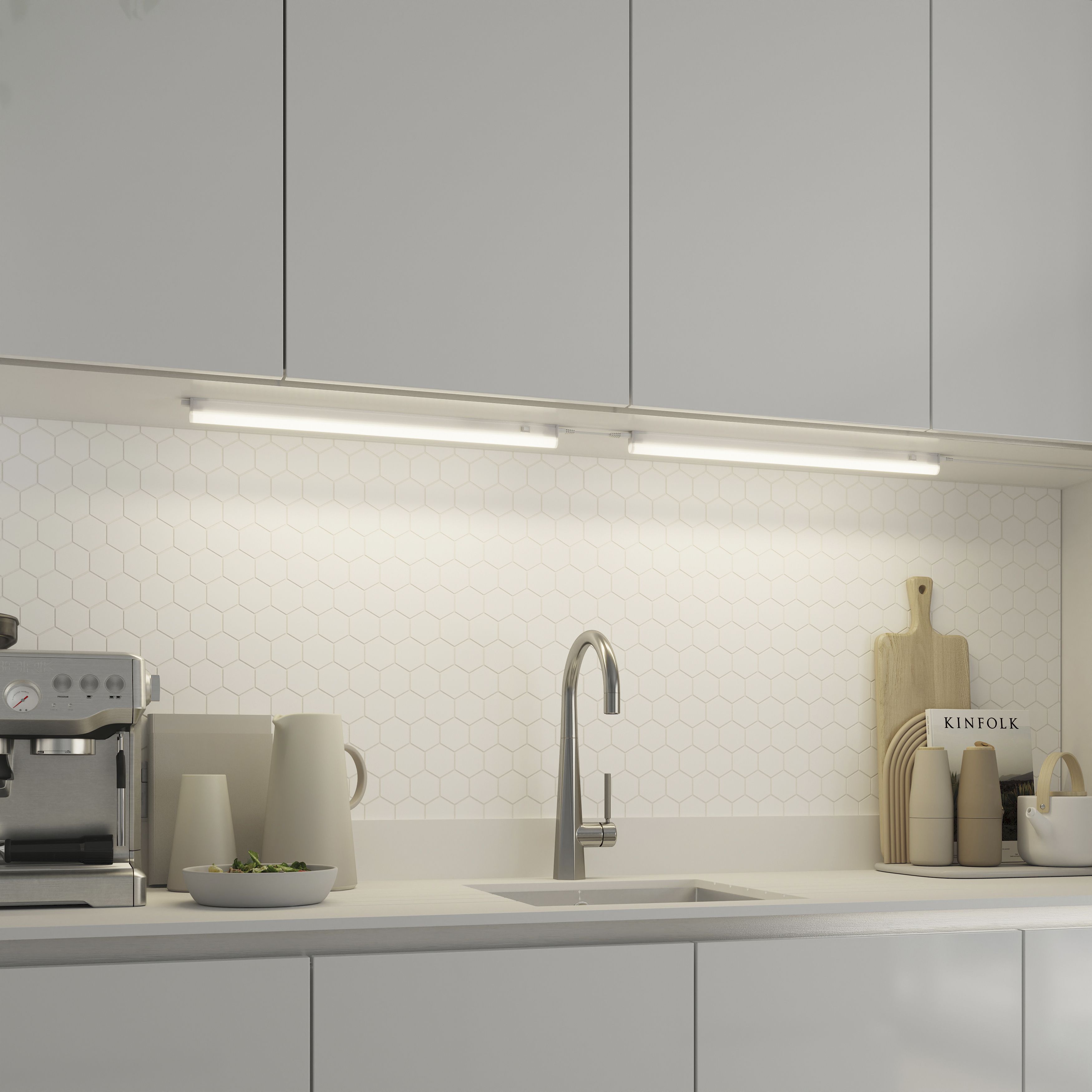 GoodHome Periera White Mains-powered LED Neutral white Under cabinet light - IP20 (L)562mm (W)24mm