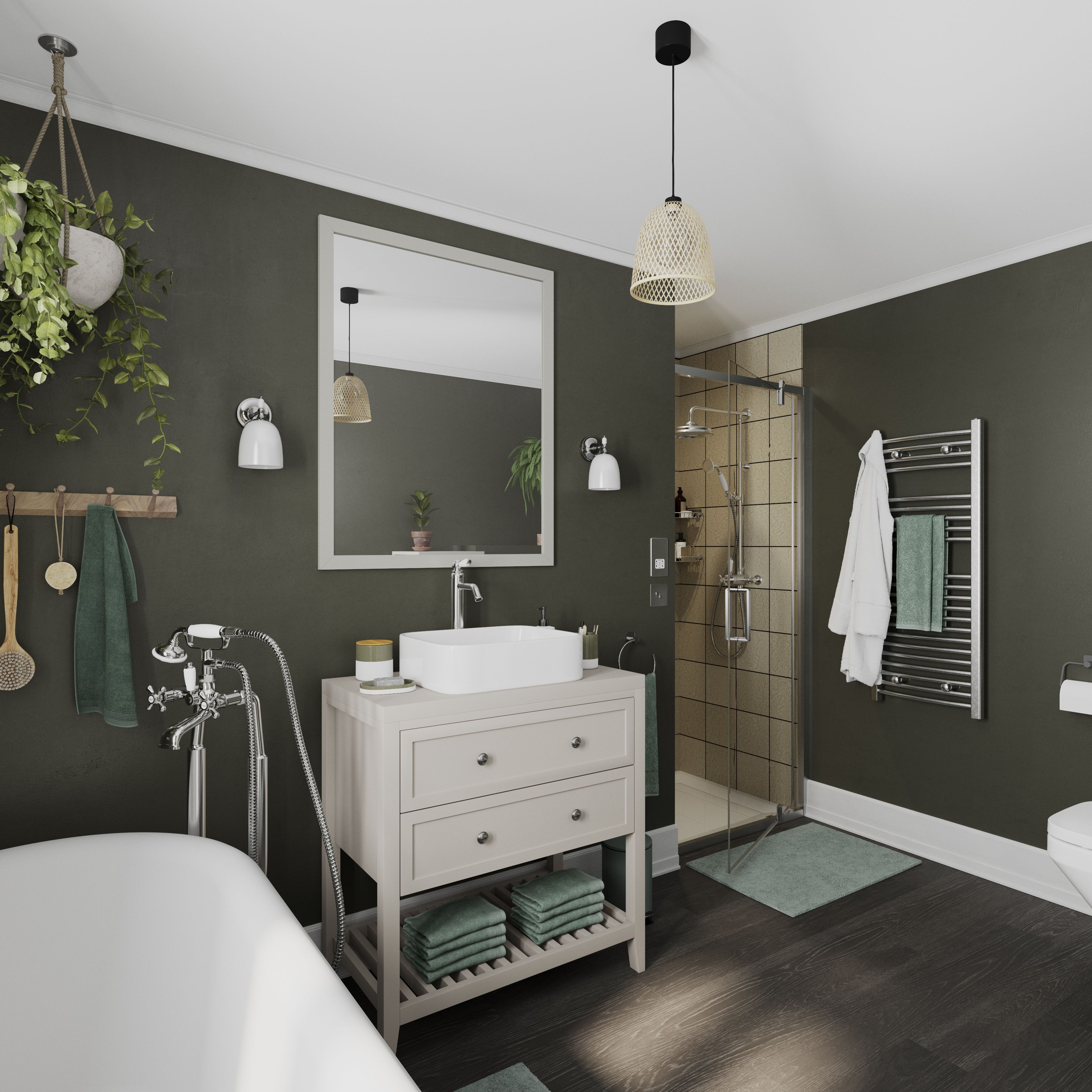 GoodHome Perma Grey Rectangular Bathroom Mirror (H)700mm (W)1000mm