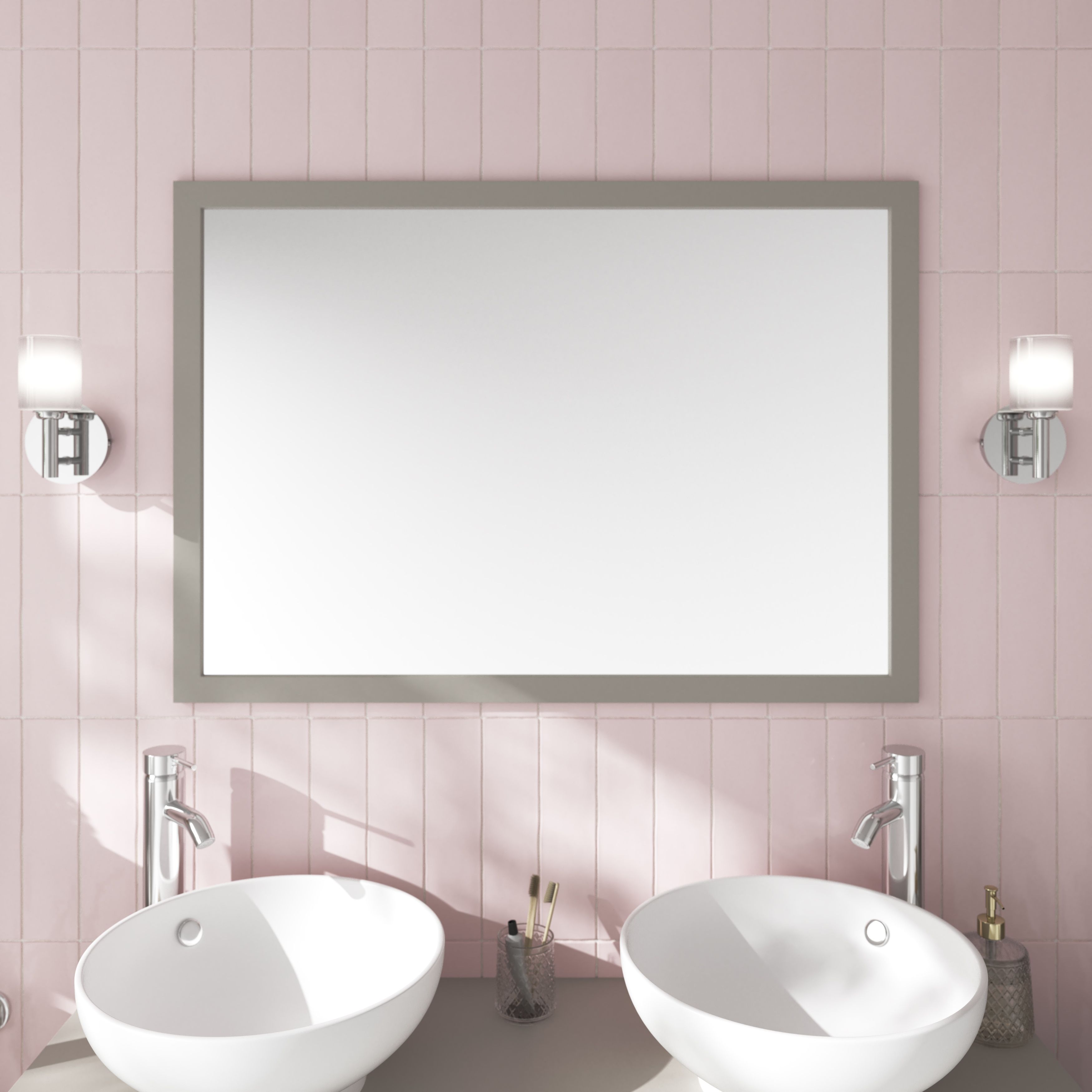 GoodHome Perma Grey Rectangular Bathroom Mirror (H)700mm (W)1000mm