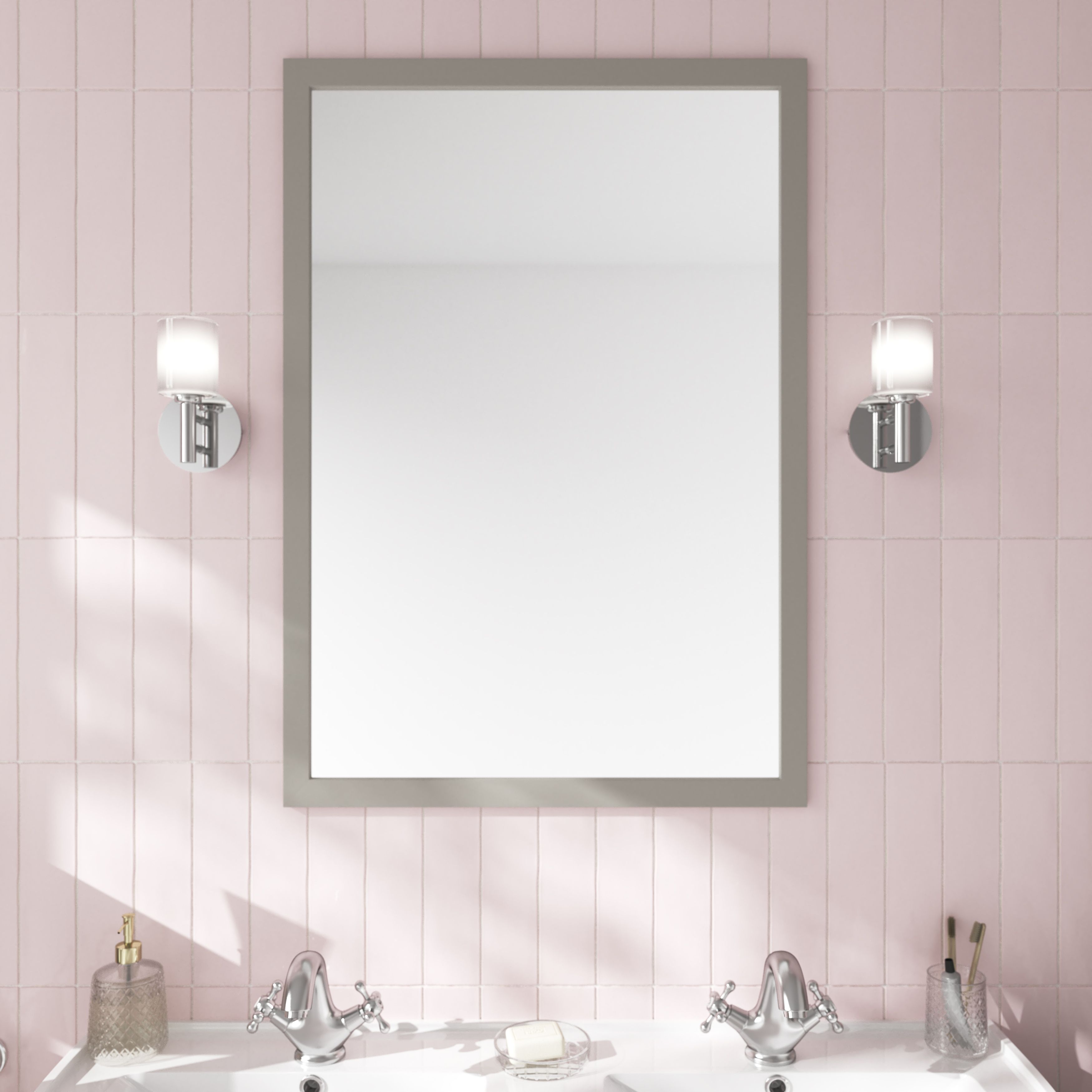 GoodHome Perma Grey Rectangular Bathroom Mirror (H)700mm (W)1000mm