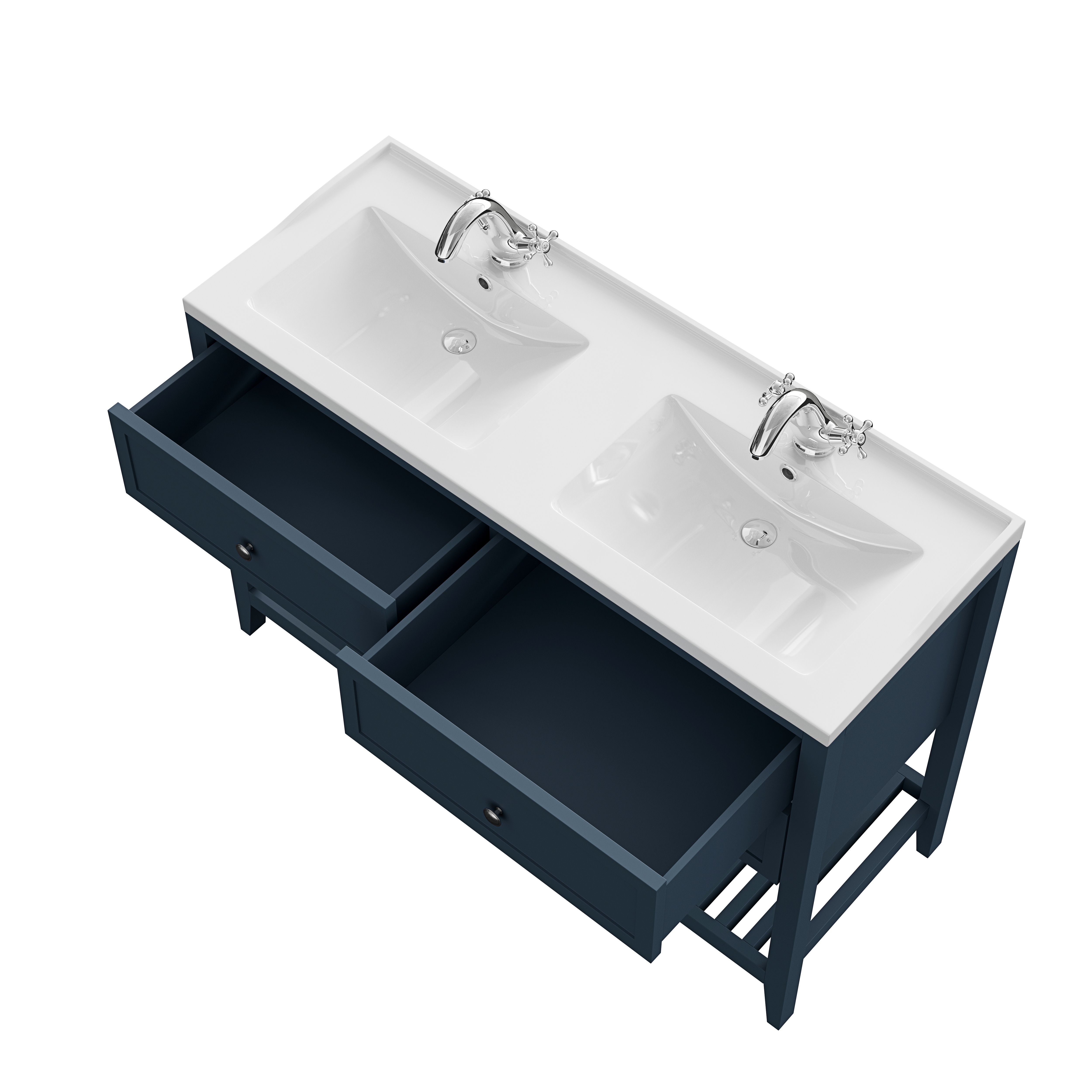 GoodHome Perma Satin Blue Bathroom Vanity unit (H)80.6cm (W)120cm