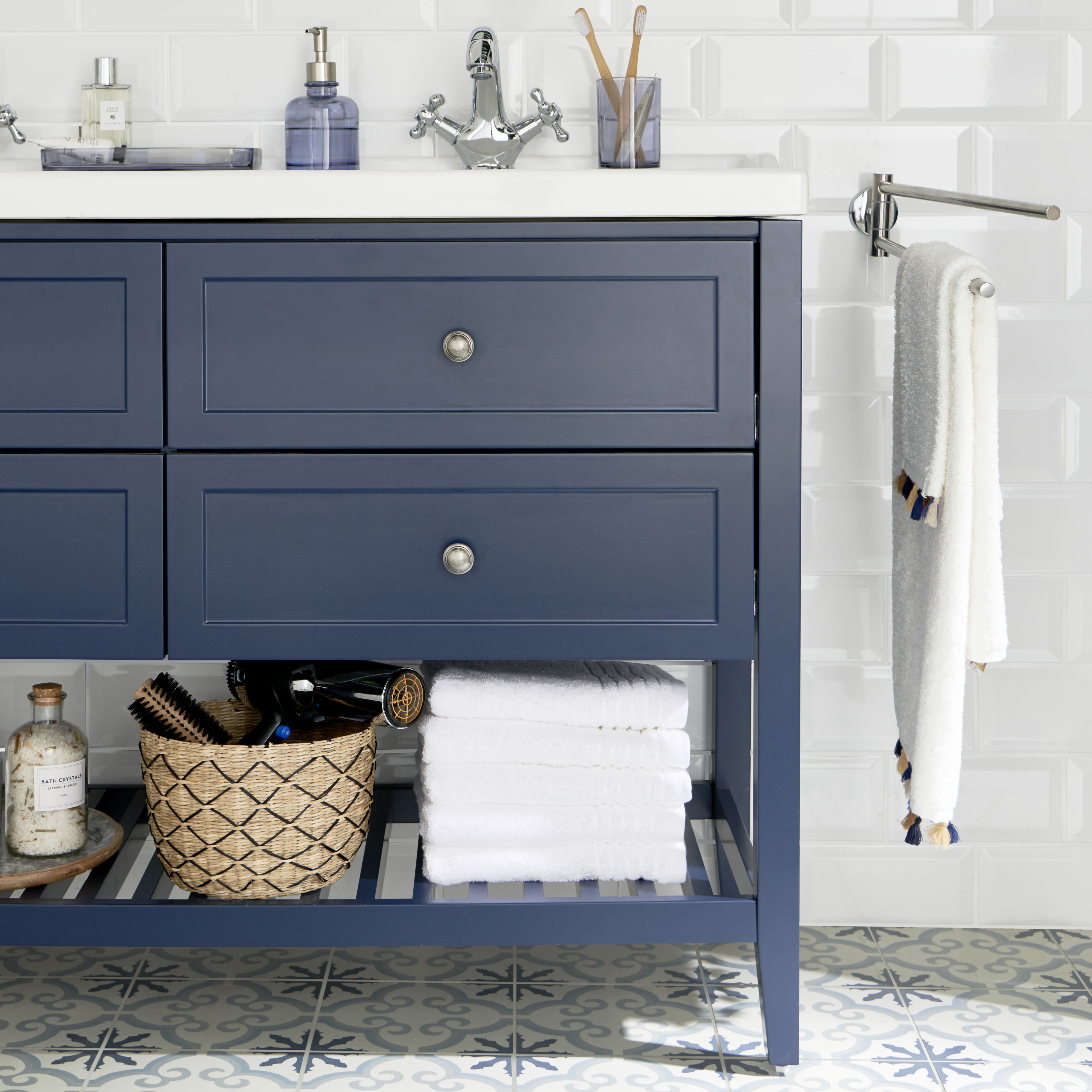 GoodHome Perma Satin Blue Bathroom Vanity unit (H)80.6cm (W)120cm