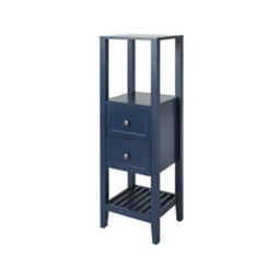GoodHome Perma Satin Blue Tall Freestanding Non-mirrored Bathroom Cabinet (W)402mm (H)1200mm