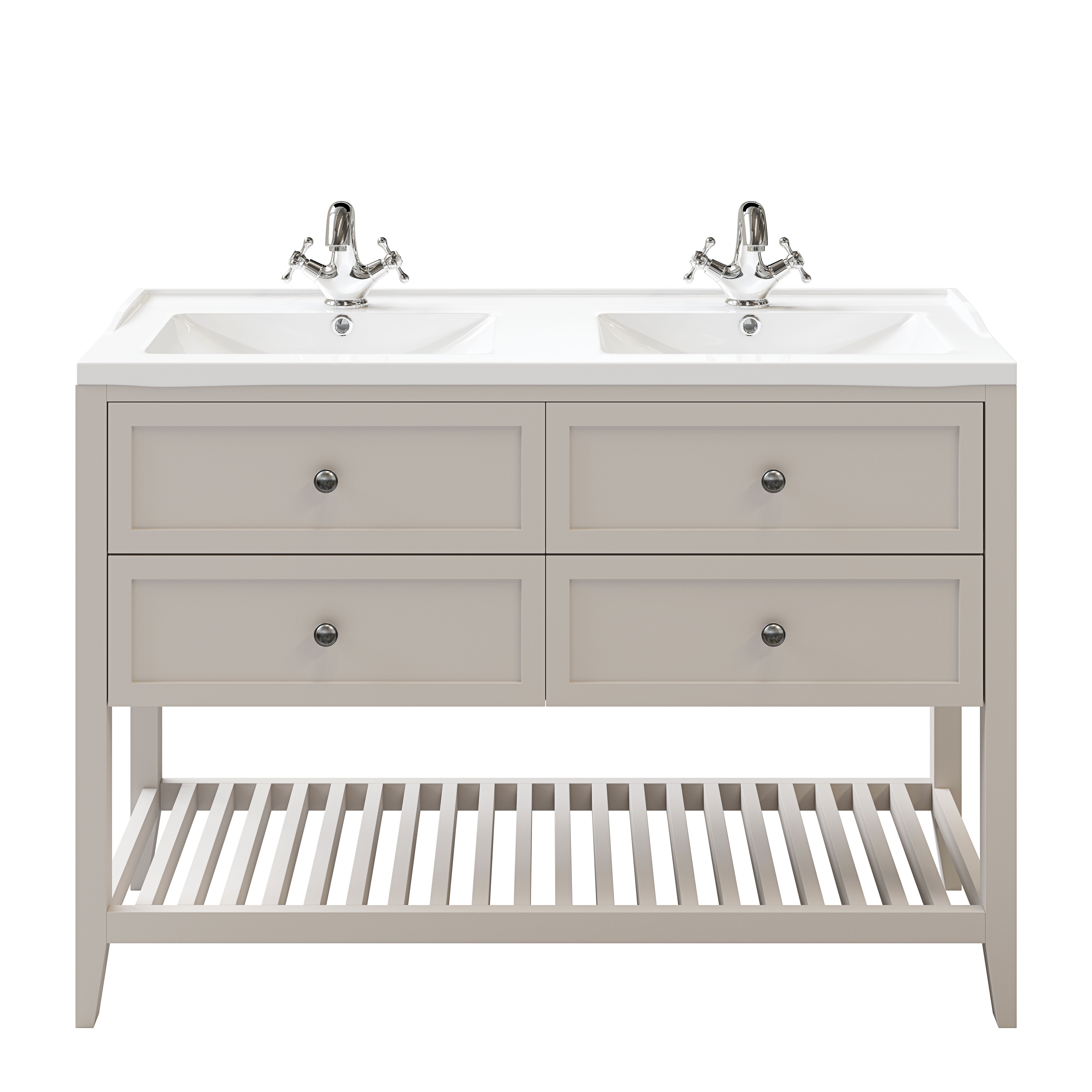 GoodHome Perma Satin Grey Bathroom Vanity unit (H)80.6cm (W)120cm