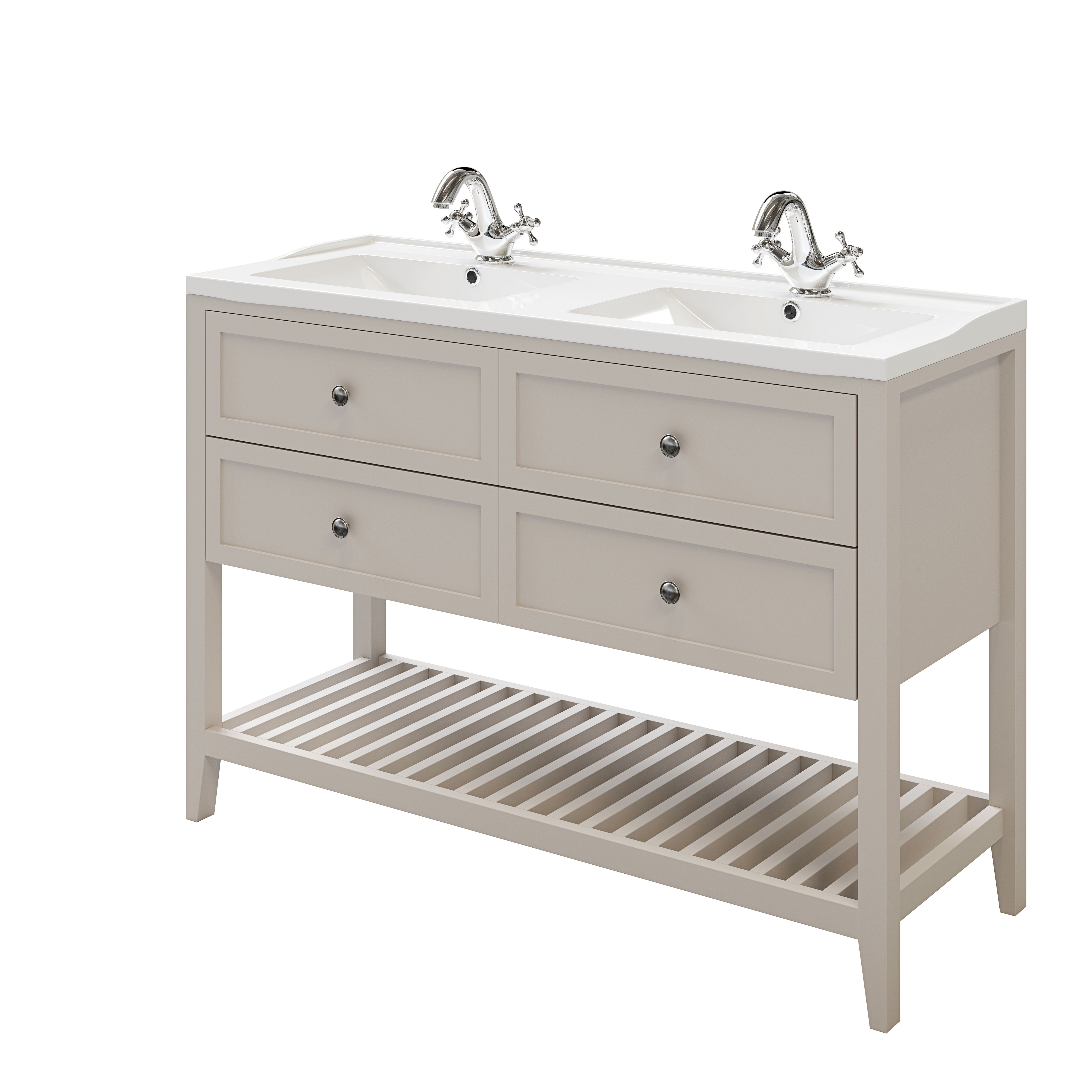 GoodHome Perma Satin Grey Bathroom Vanity unit (H)80.6cm (W)120cm
