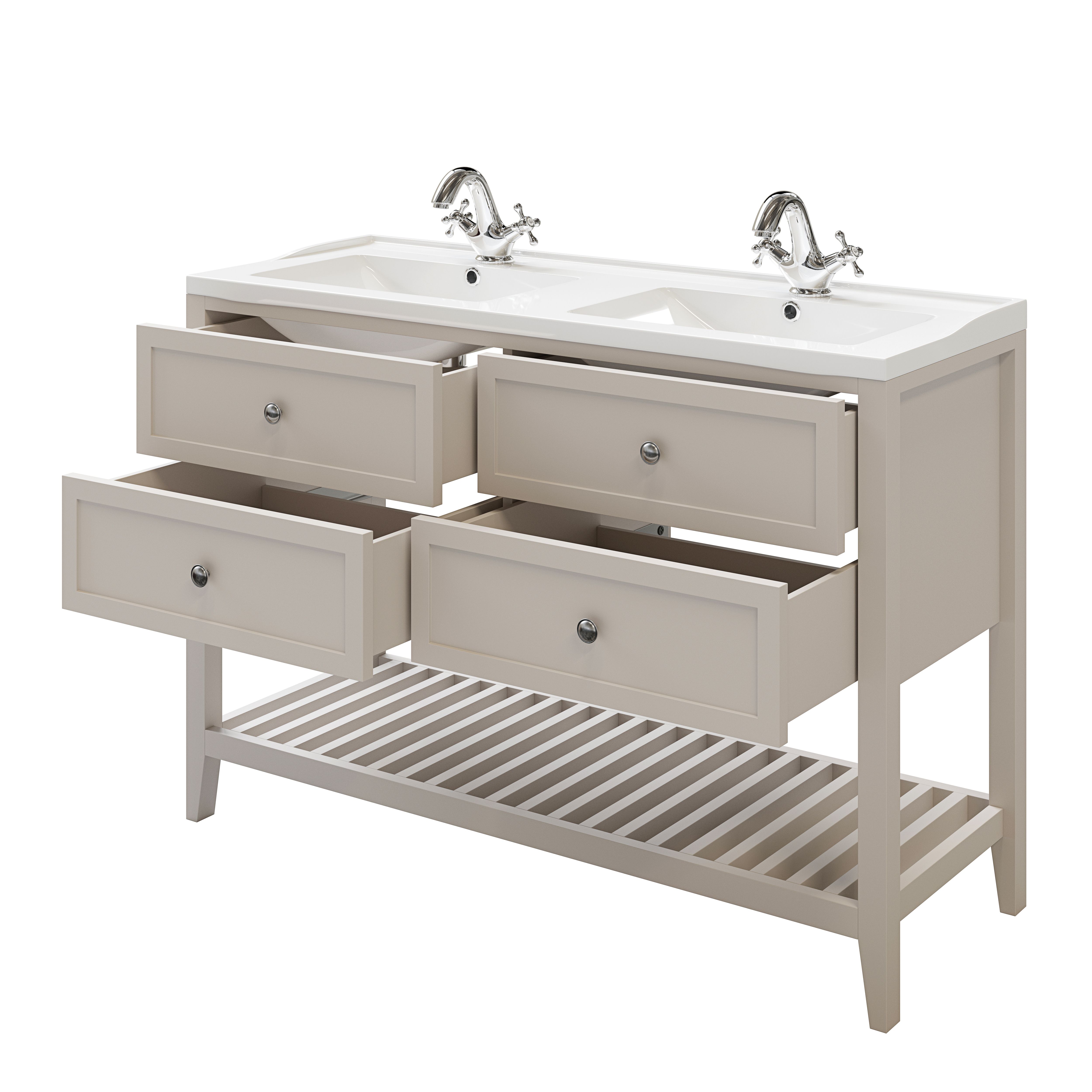 GoodHome Perma Satin Grey Bathroom Vanity unit (H)80.6cm (W)120cm