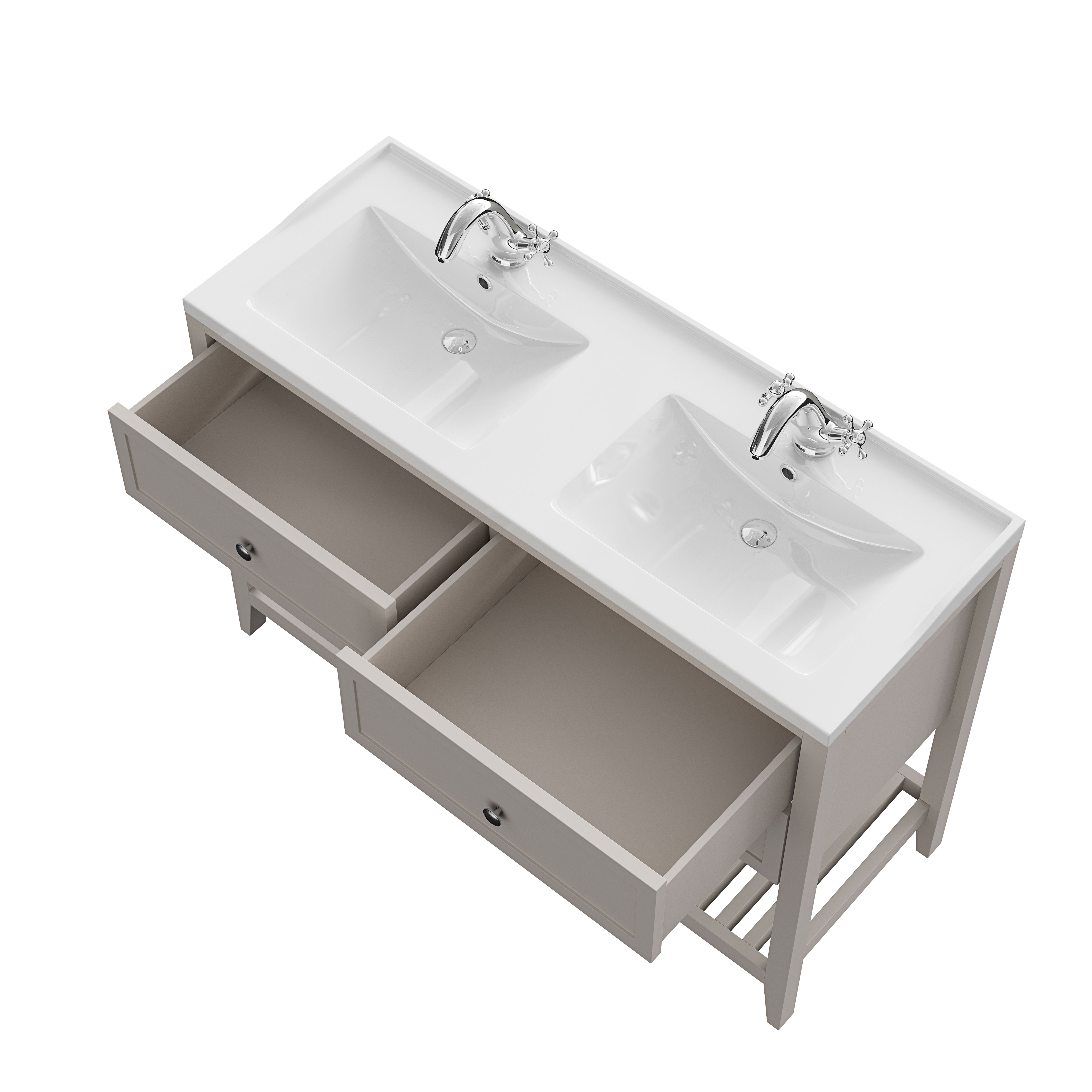 GoodHome Perma Satin Grey Bathroom Vanity unit (H)80.6cm (W)120cm