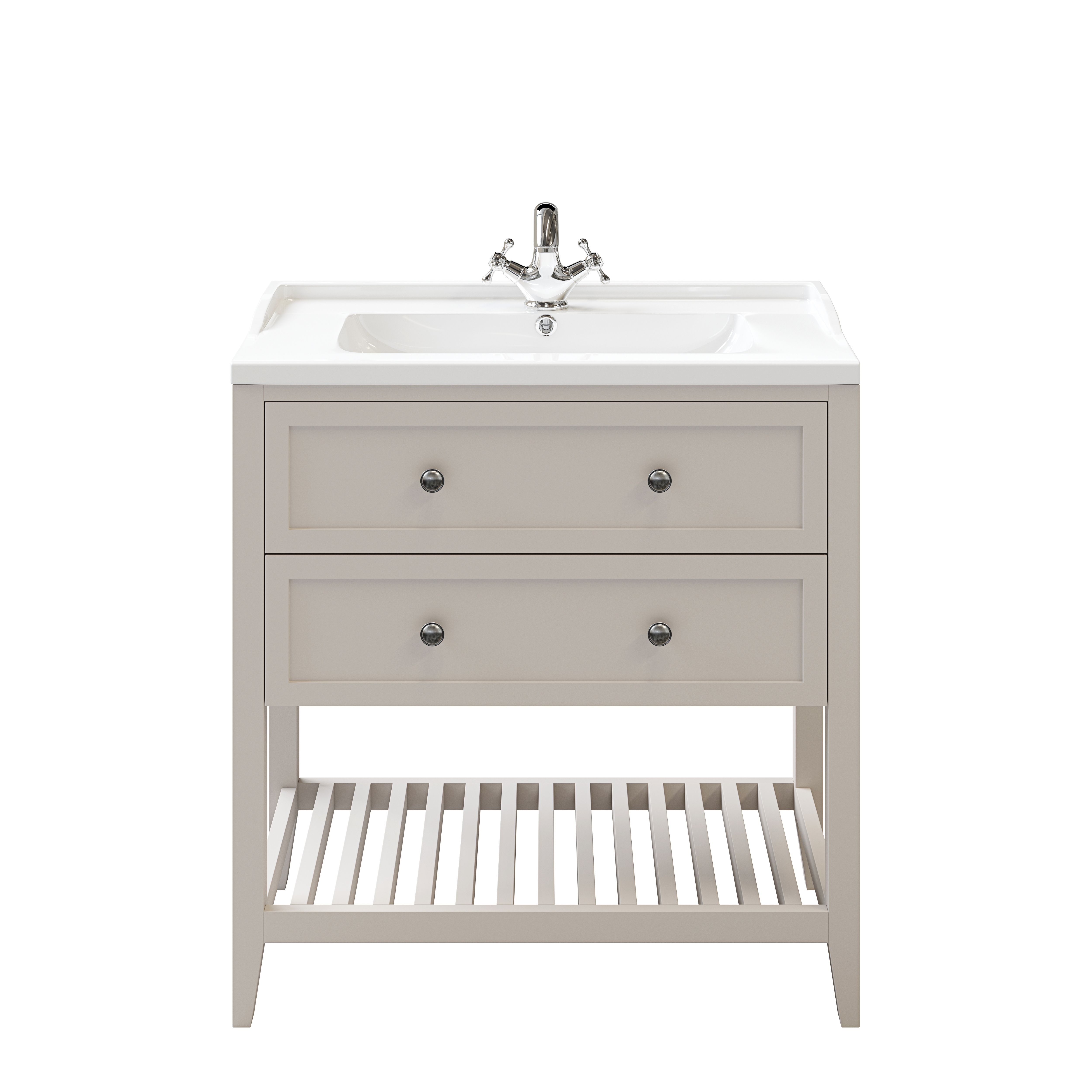 GoodHome Perma Satin Grey Bathroom Vanity unit (H)80.6cm (W)80cm