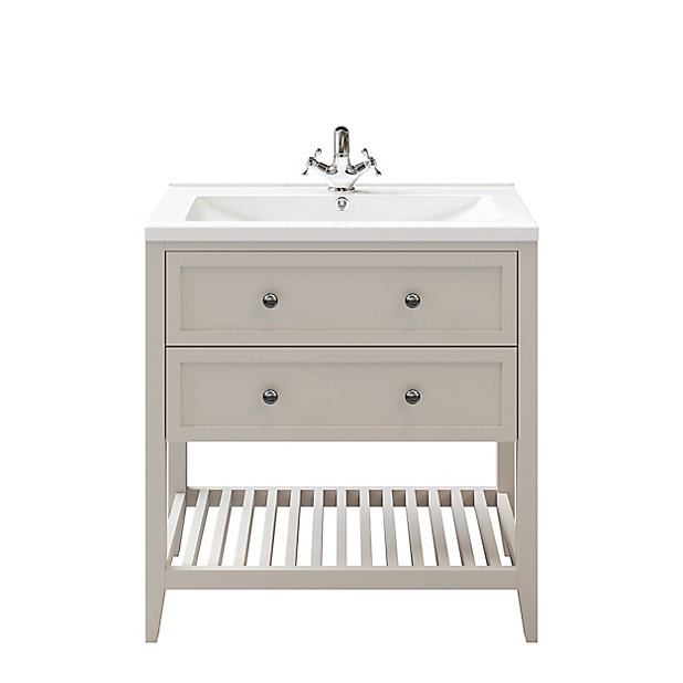 Goodhome Perma Satin Grey Freestanding, Freestanding Bathroom Vanity Sink Set