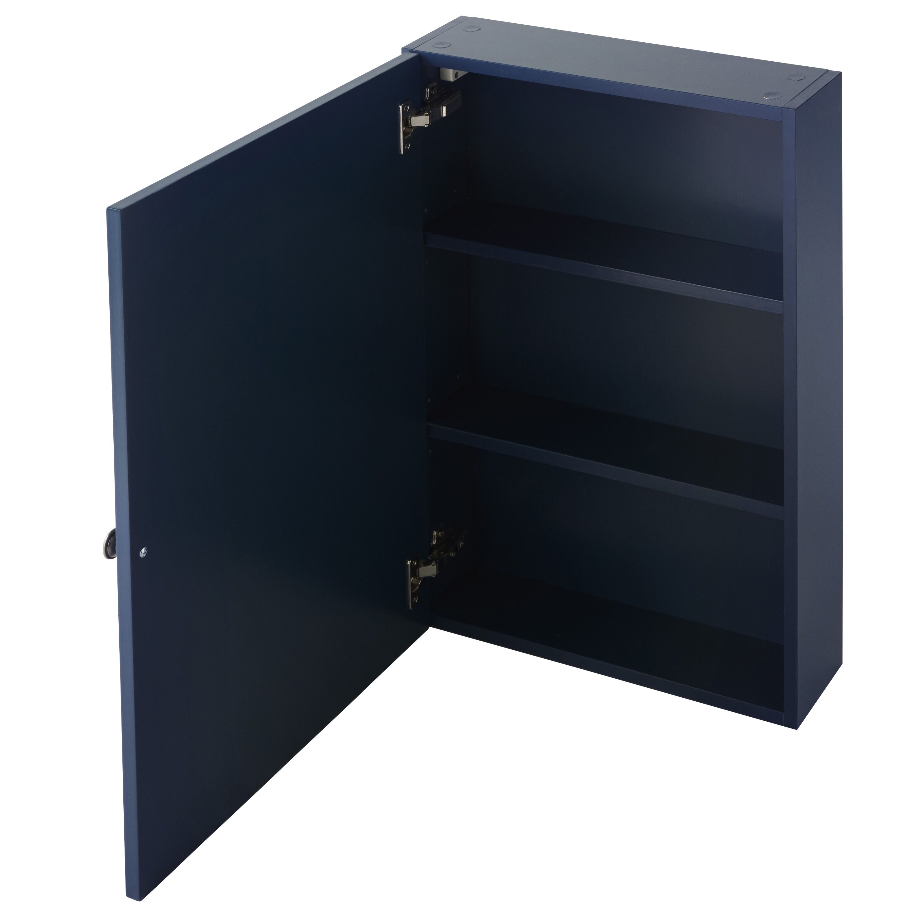 GoodHome Perma Satin Navy Wall-mounted Single Bathroom Cabinet with Mirrored door (W)500mm (H)700mm