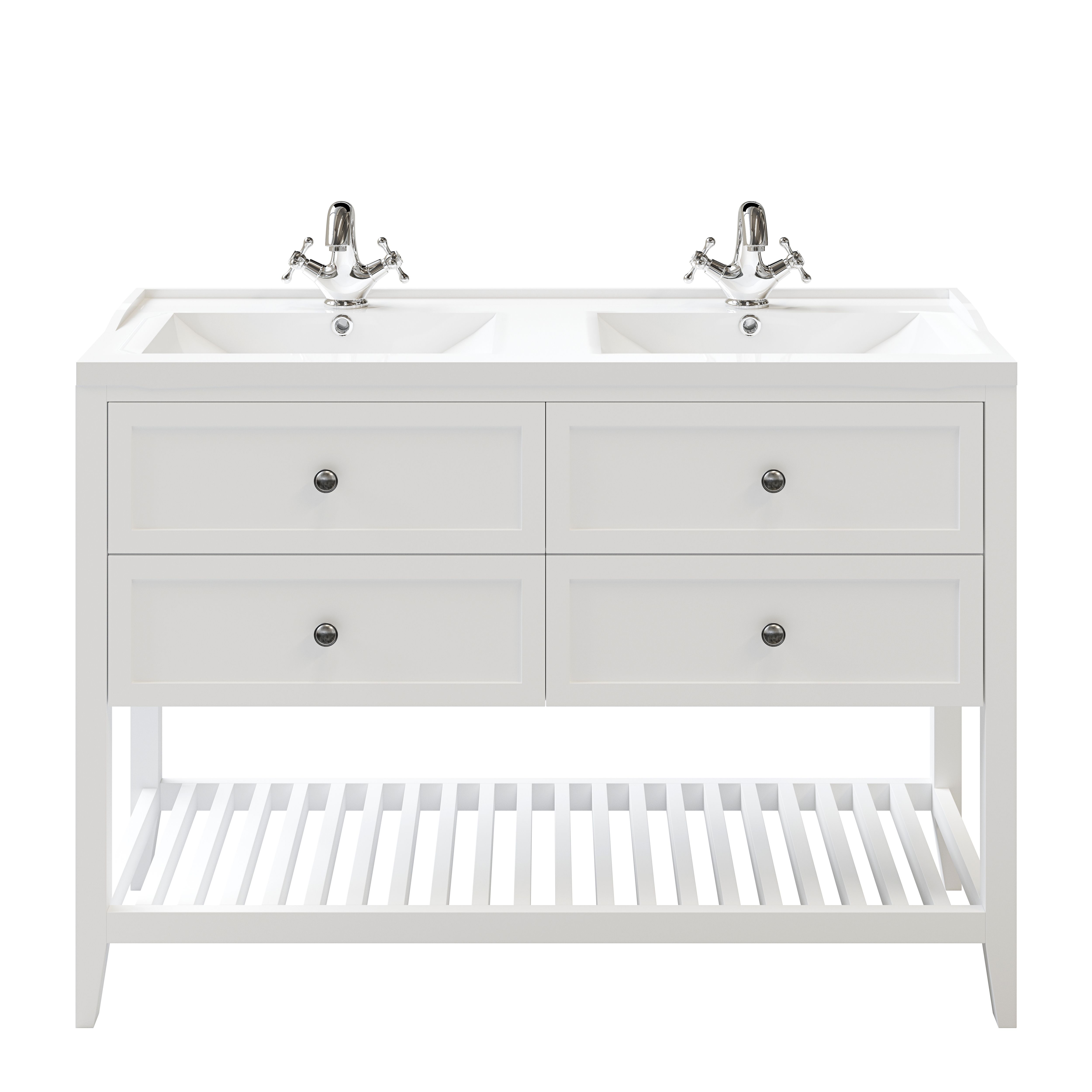 GoodHome Perma Satin White Bathroom Vanity unit (H)80.6cm (W)120cm