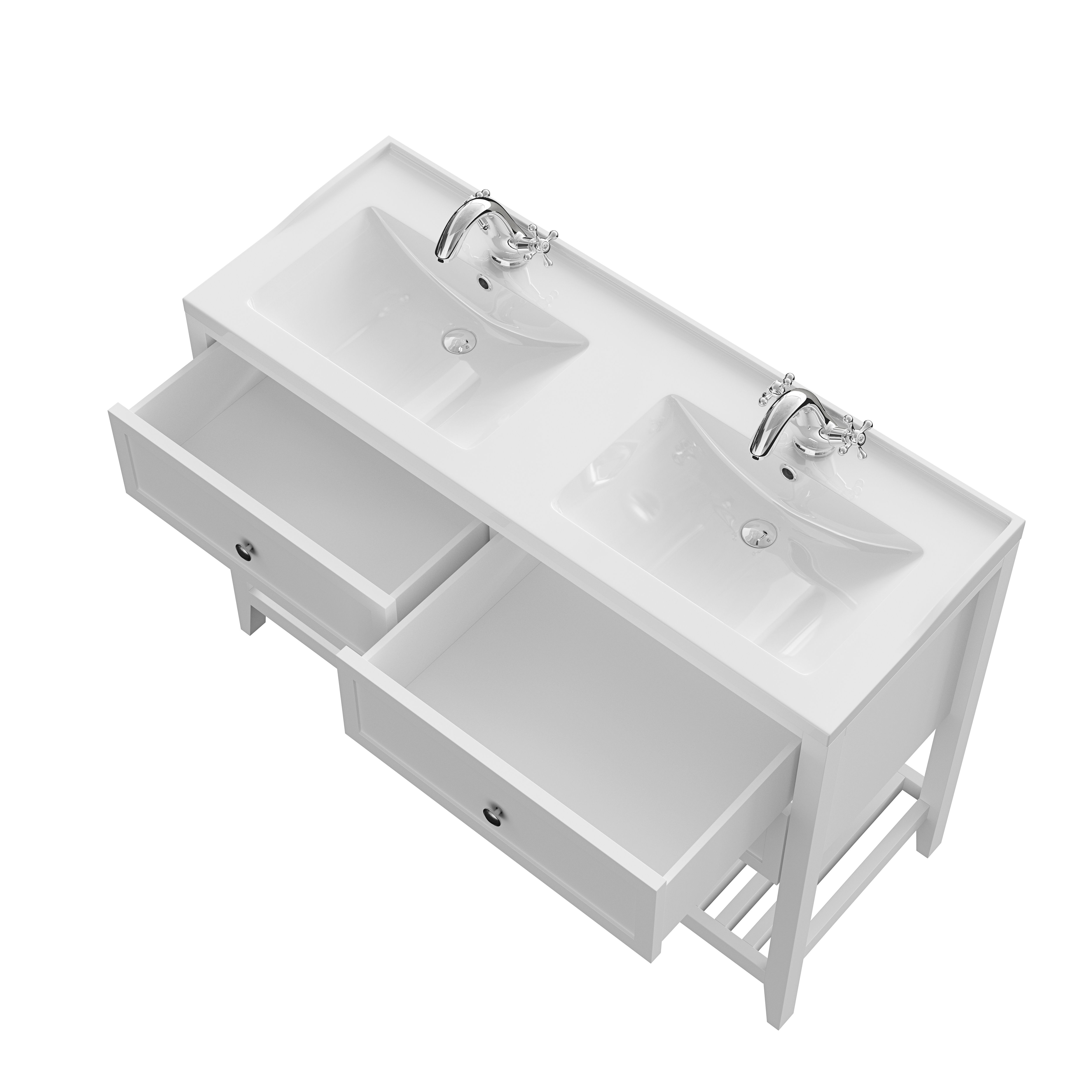 GoodHome Perma Satin White Bathroom Vanity unit (H)80.6cm (W)120cm