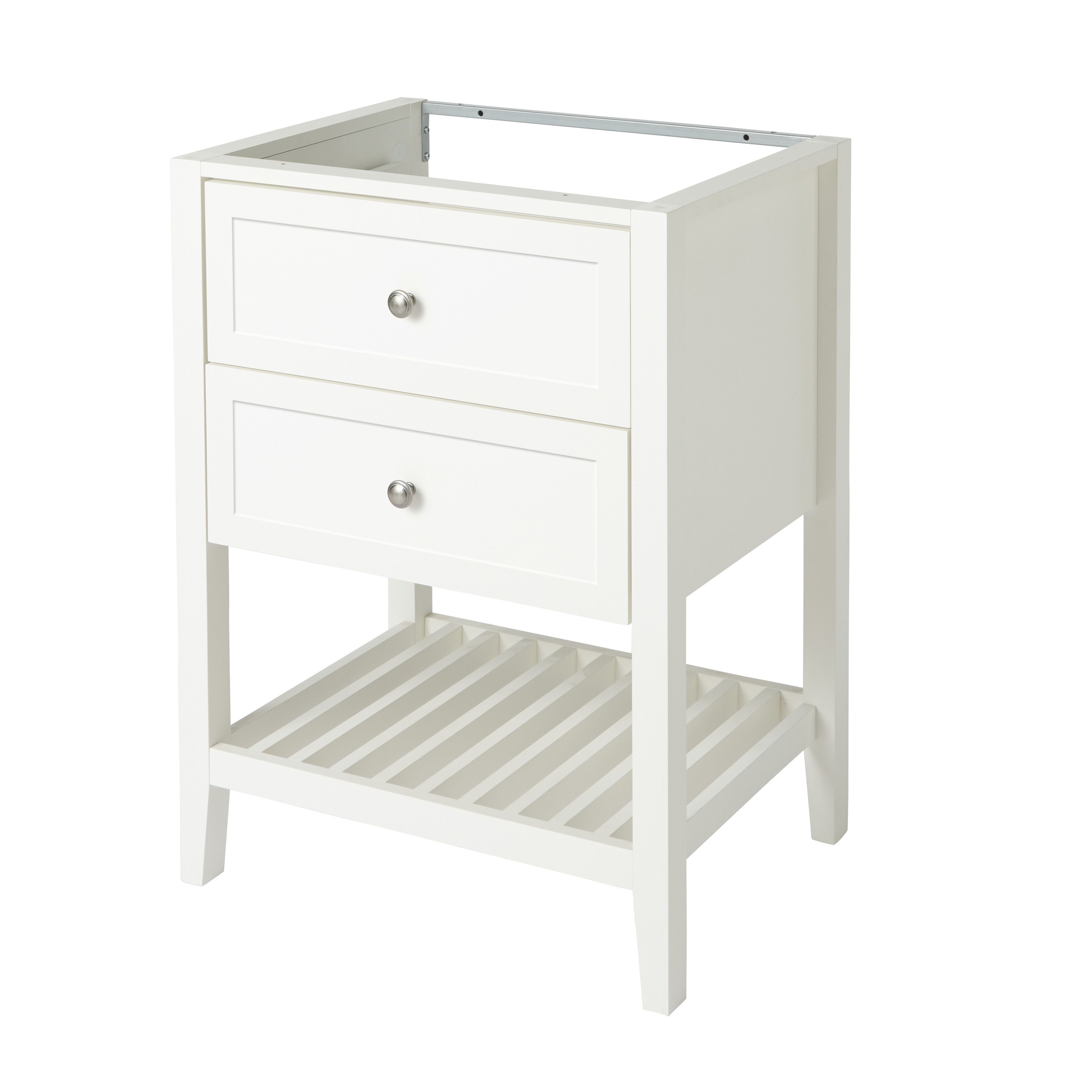 GoodHome Perma Satin White Bathroom Vanity unit (H)80.6cm (W)60cm