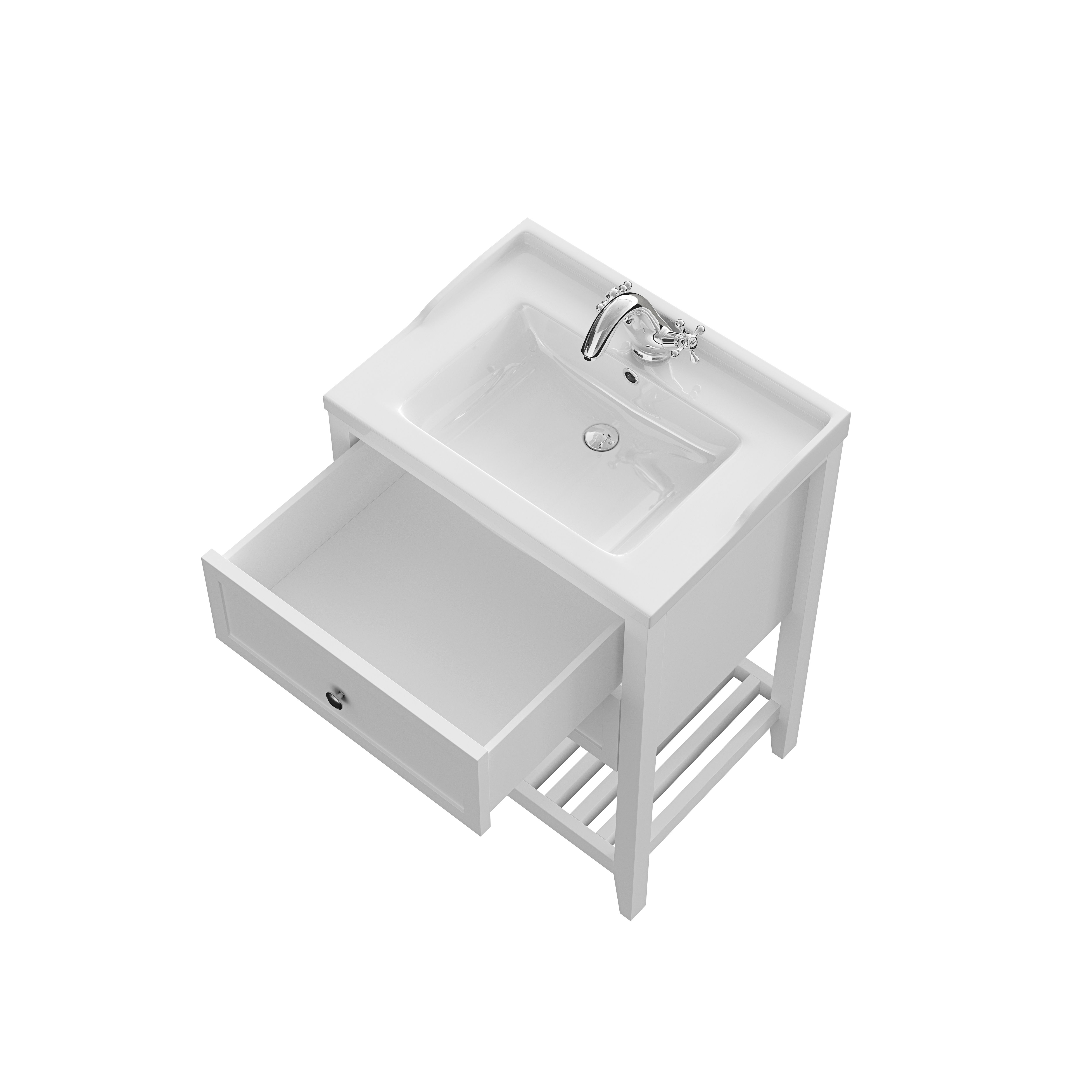 GoodHome Perma Satin White Bathroom Vanity unit (H)80.6cm (W)60cm