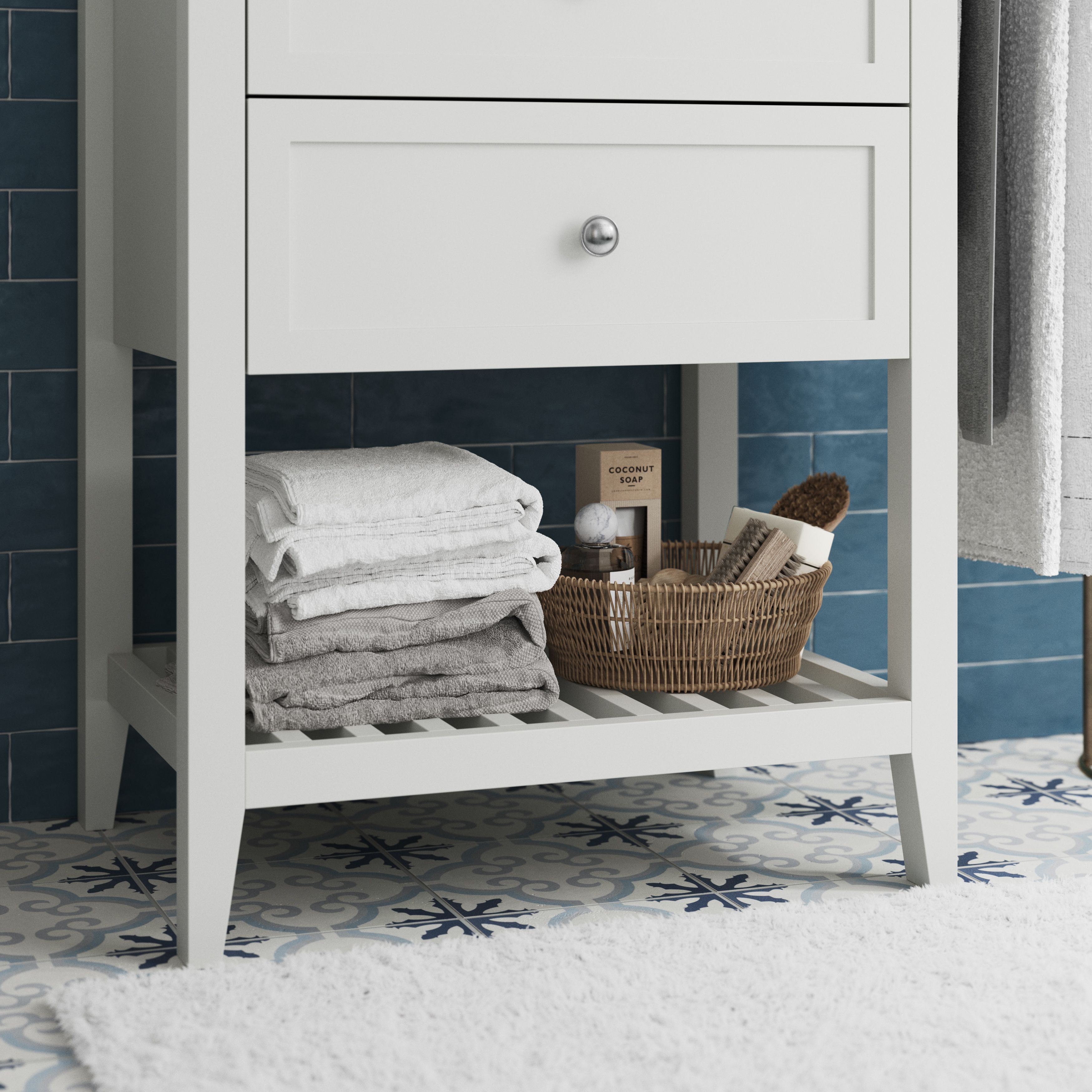 GoodHome Perma Satin White Bathroom Vanity unit (H)80.6cm (W)60cm