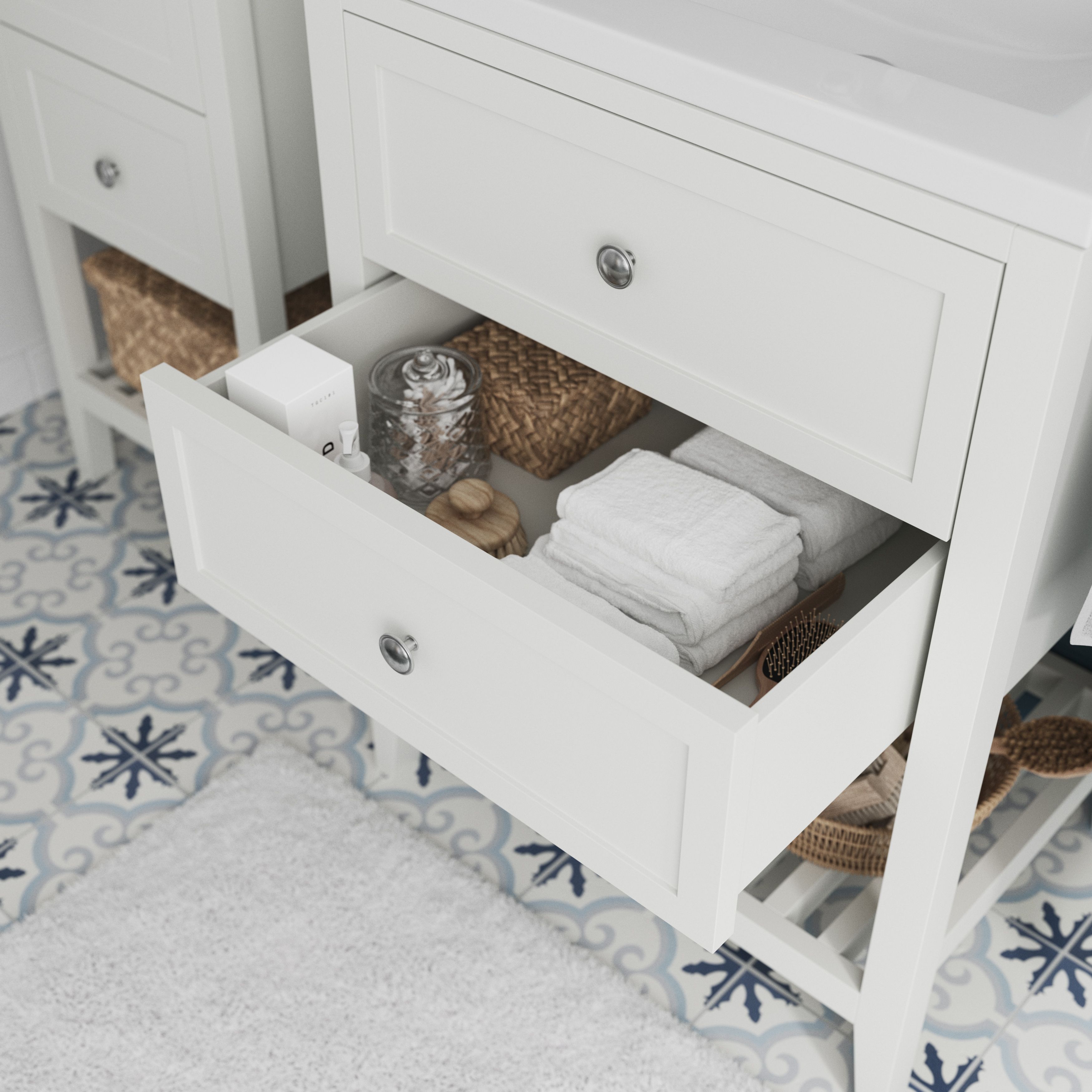 GoodHome Perma Satin White Bathroom Vanity unit (H)80.6cm (W)60cm