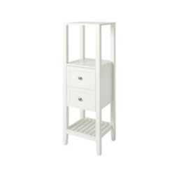 GoodHome Perma Satin White Tall Freestanding Non-mirrored Bathroom Cabinet (W)402mm (H)1200mm