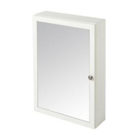 GoodHome Perma Satin White Wall-mounted Single Bathroom Cabinet with Mirrored door (W)500mm (H)700mm