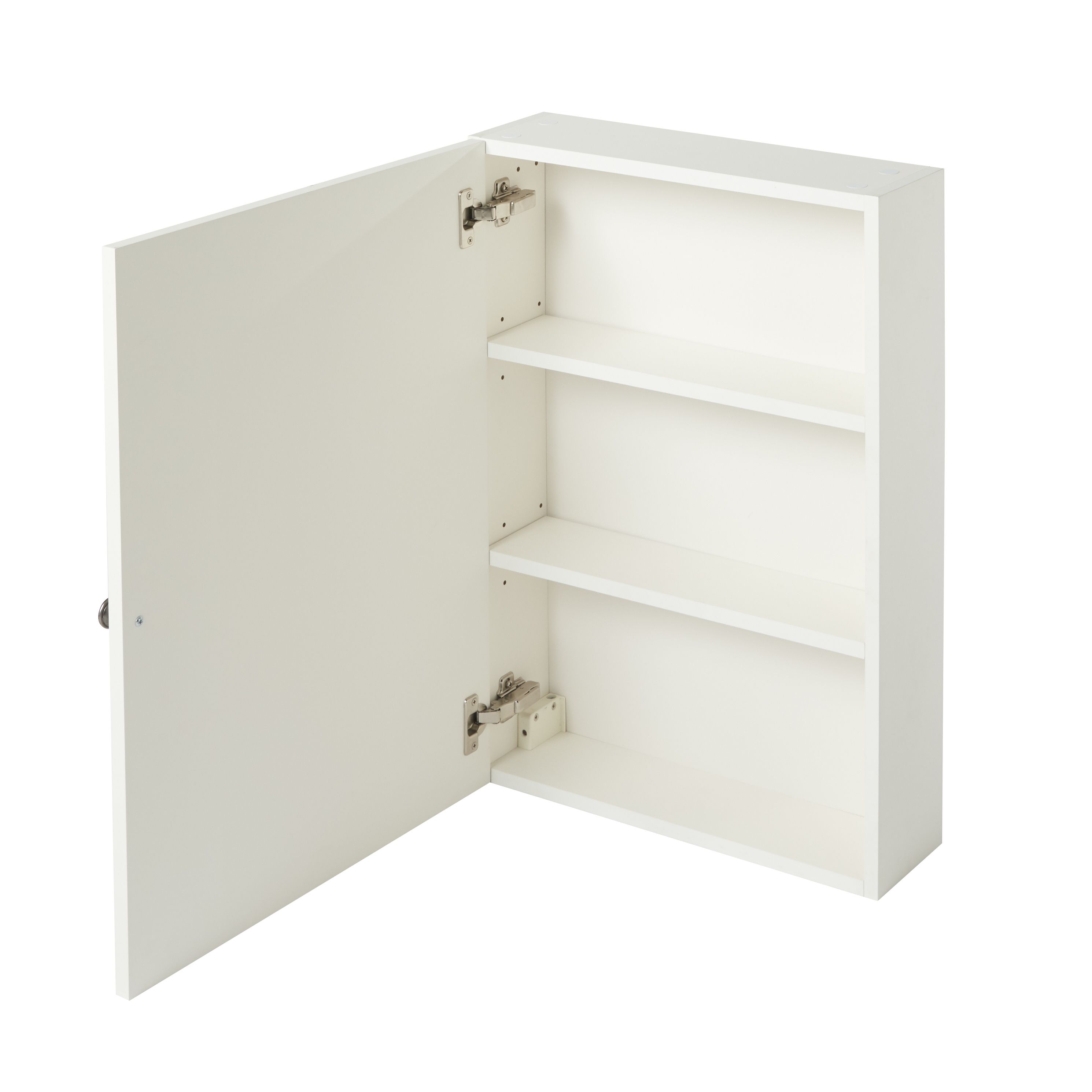 GoodHome Perma Satin White Wall-mounted Single Bathroom Cabinet with Mirrored door (W)500mm (H)700mm