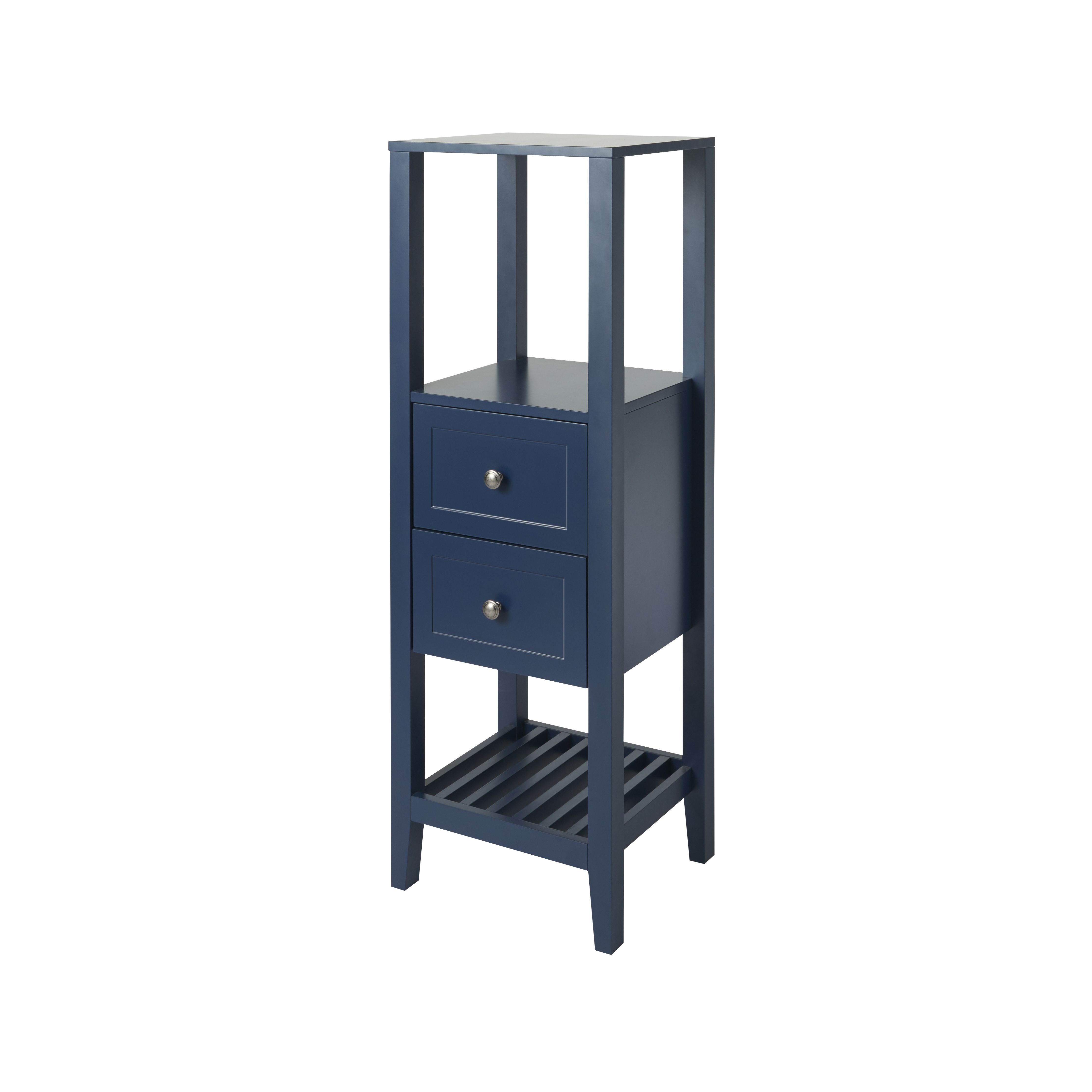 GoodHome Perma Tall Satin Blue Bathroom Cabinet (H)120cm (W)40.2cm