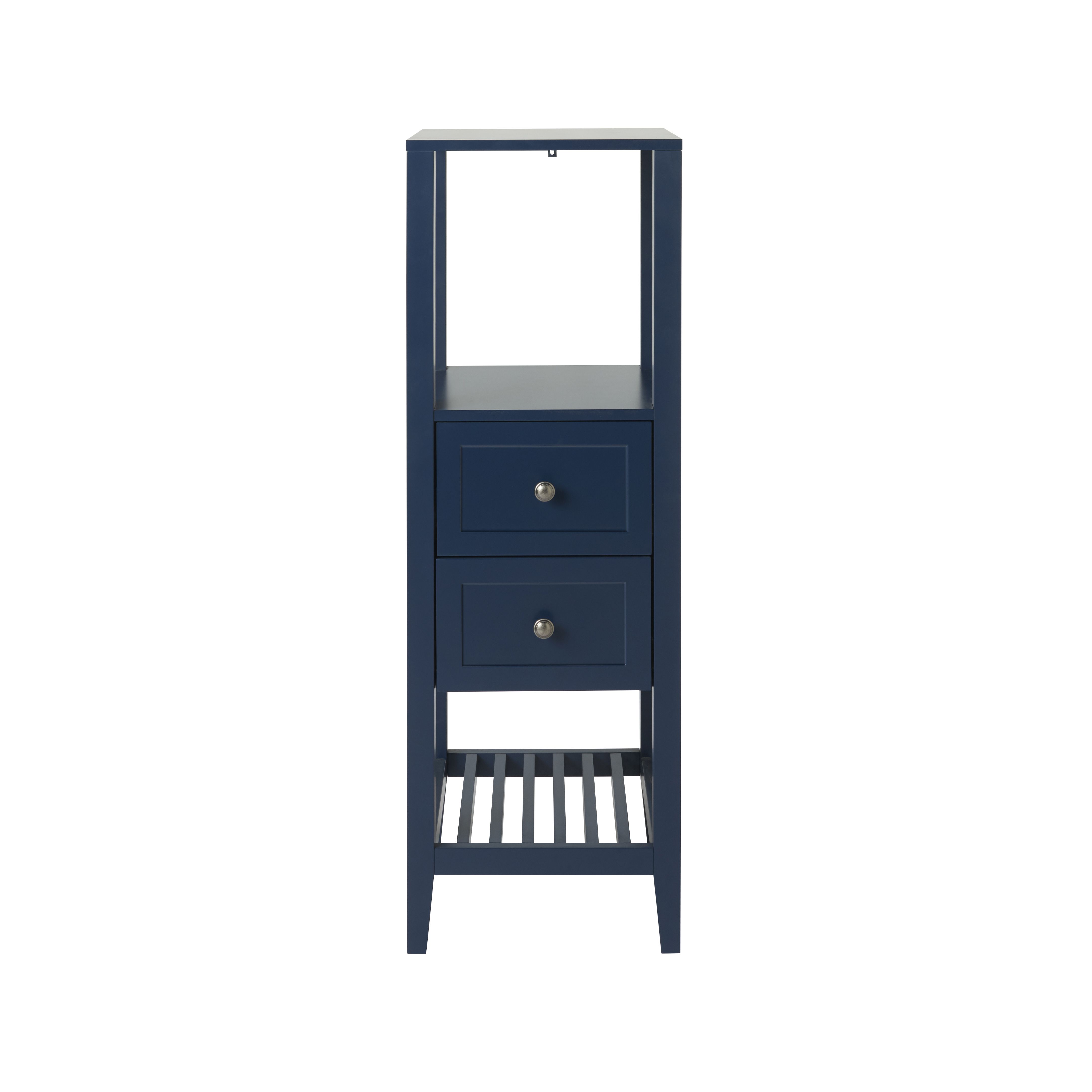 GoodHome Perma Tall Satin Blue Bathroom Cabinet (H)120cm (W)40.2cm